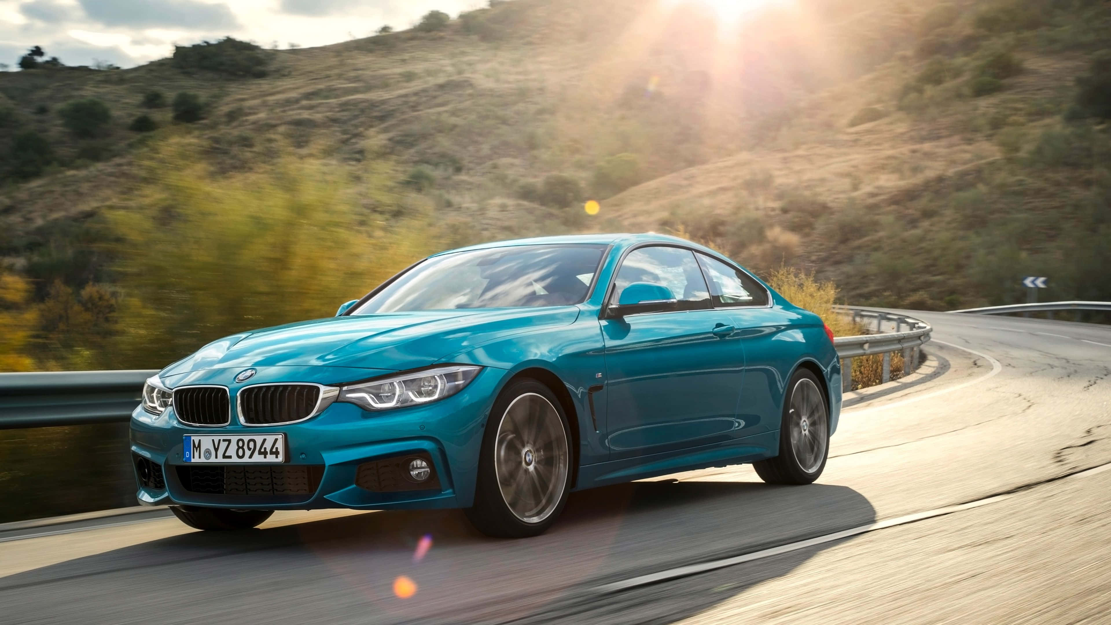 BMW 4 Series, turquoise, mountain road, 4K Desktop Wallpaper