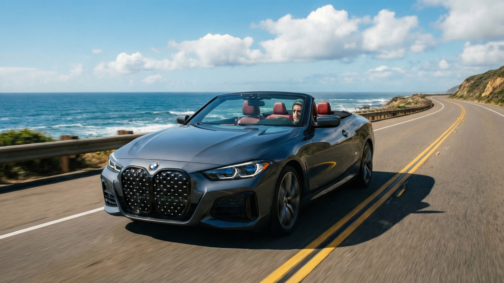 BMW, convertible, coastal highway, Full HD Desktop Wallpaper
