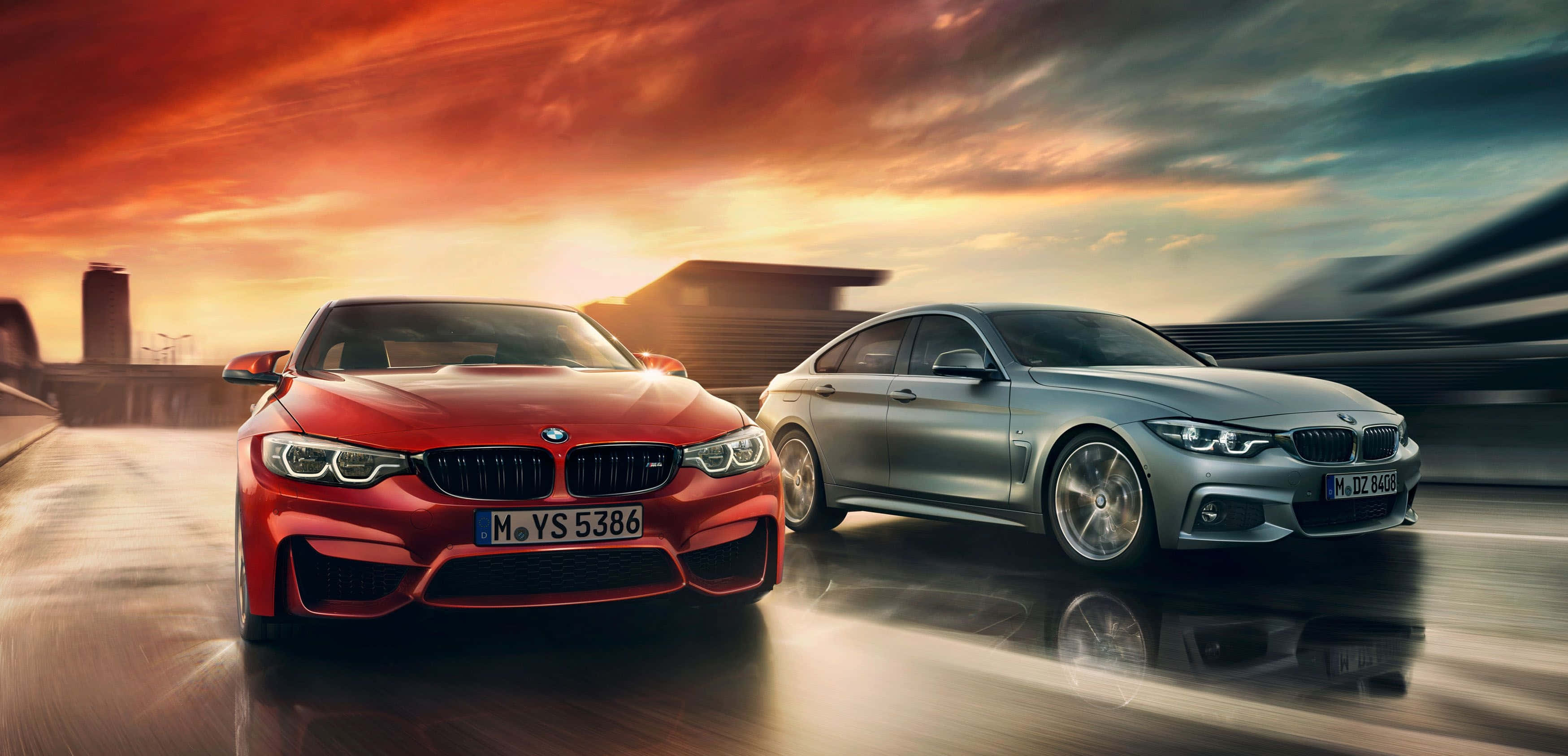 BMW 4 Series, red, silver, 2K Desktop Wallpaper