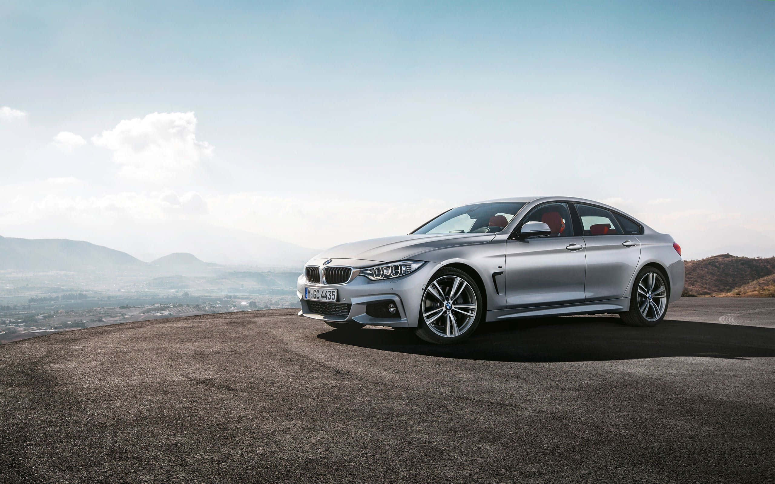 BMW 4 Series, sleek silver, high overlook, 2K Desktop Wallpaper