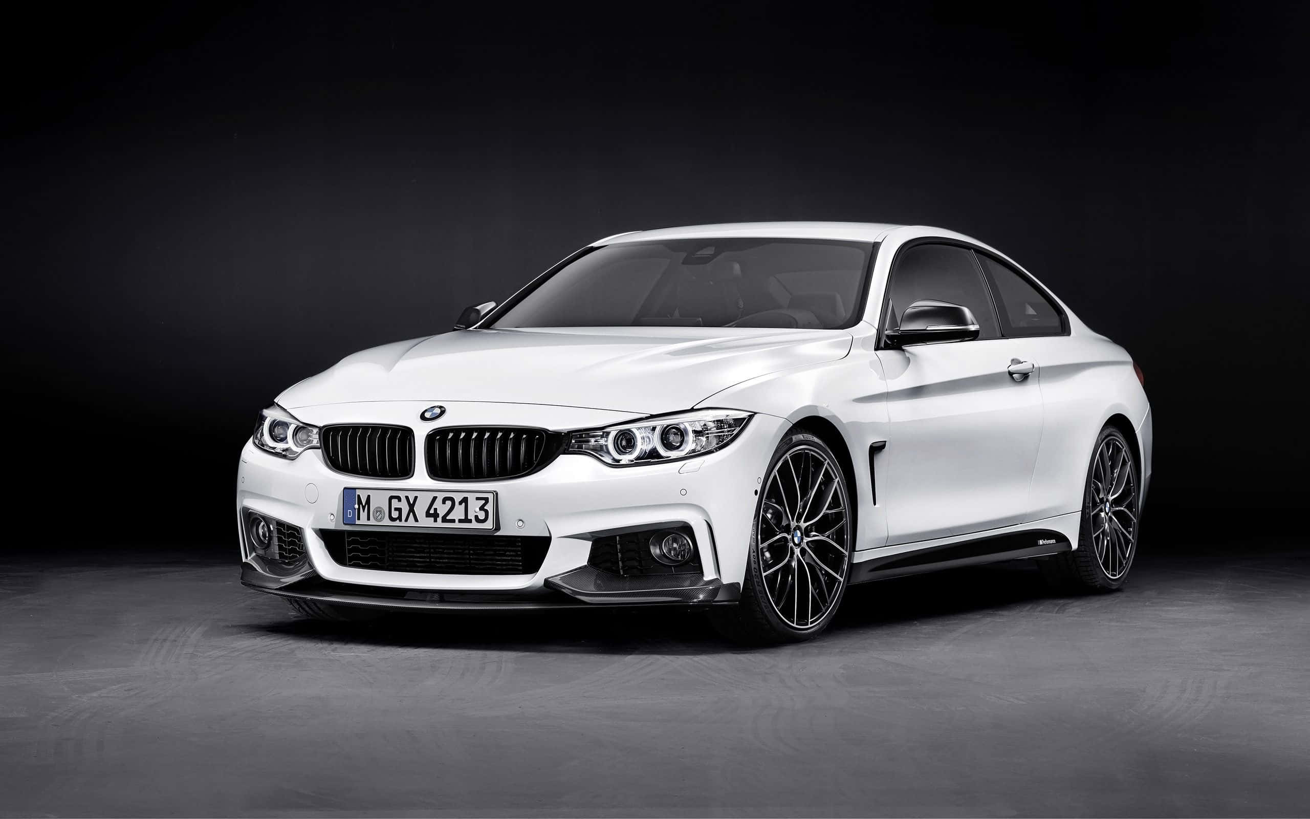BMW 4 Series, white, studio lights, 2K Desktop Wallpaper