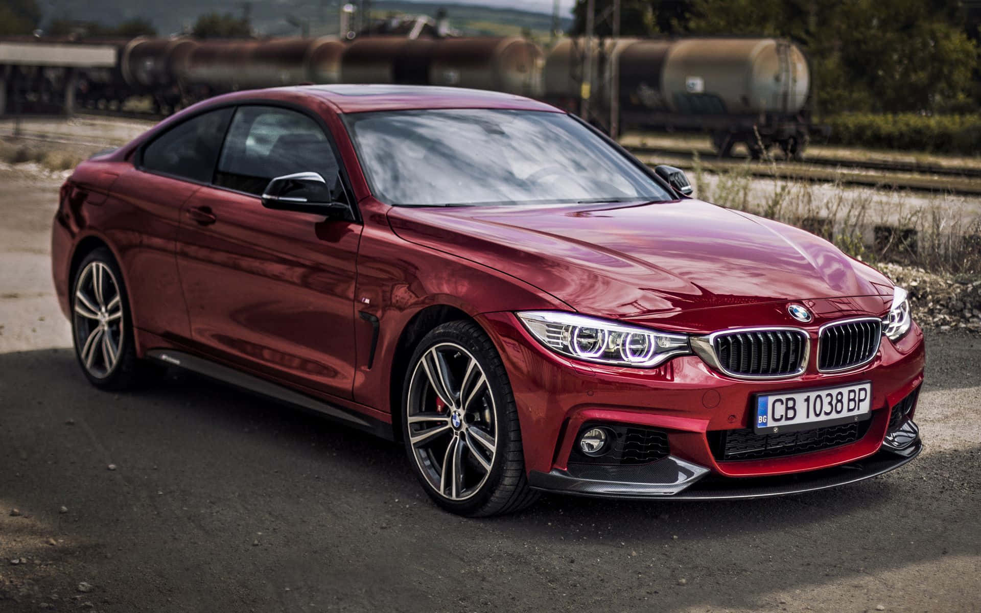 BMW 4 Series, glossy red, coupe, Full HD Desktop Wallpaper