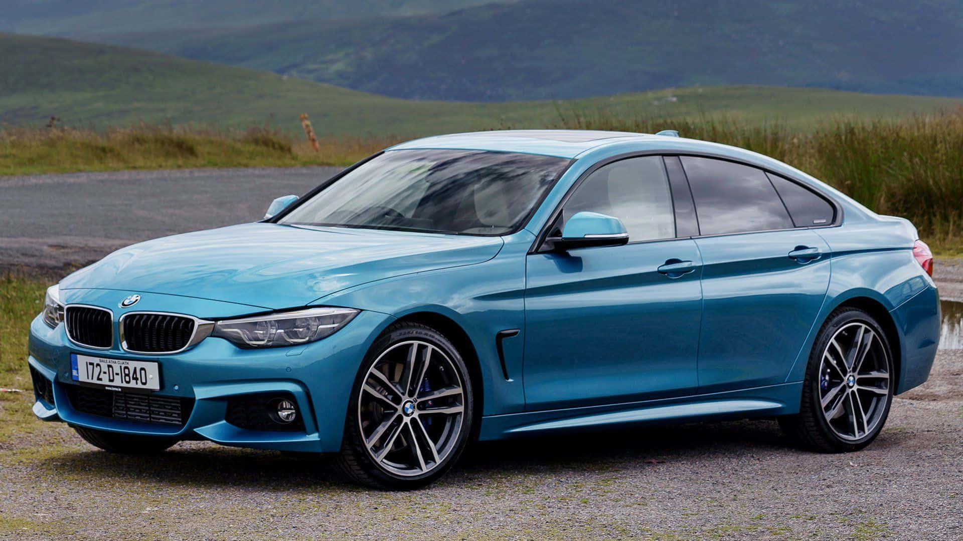 BMW 4 Series, turquoise, gravel road, Full HD Desktop Wallpaper