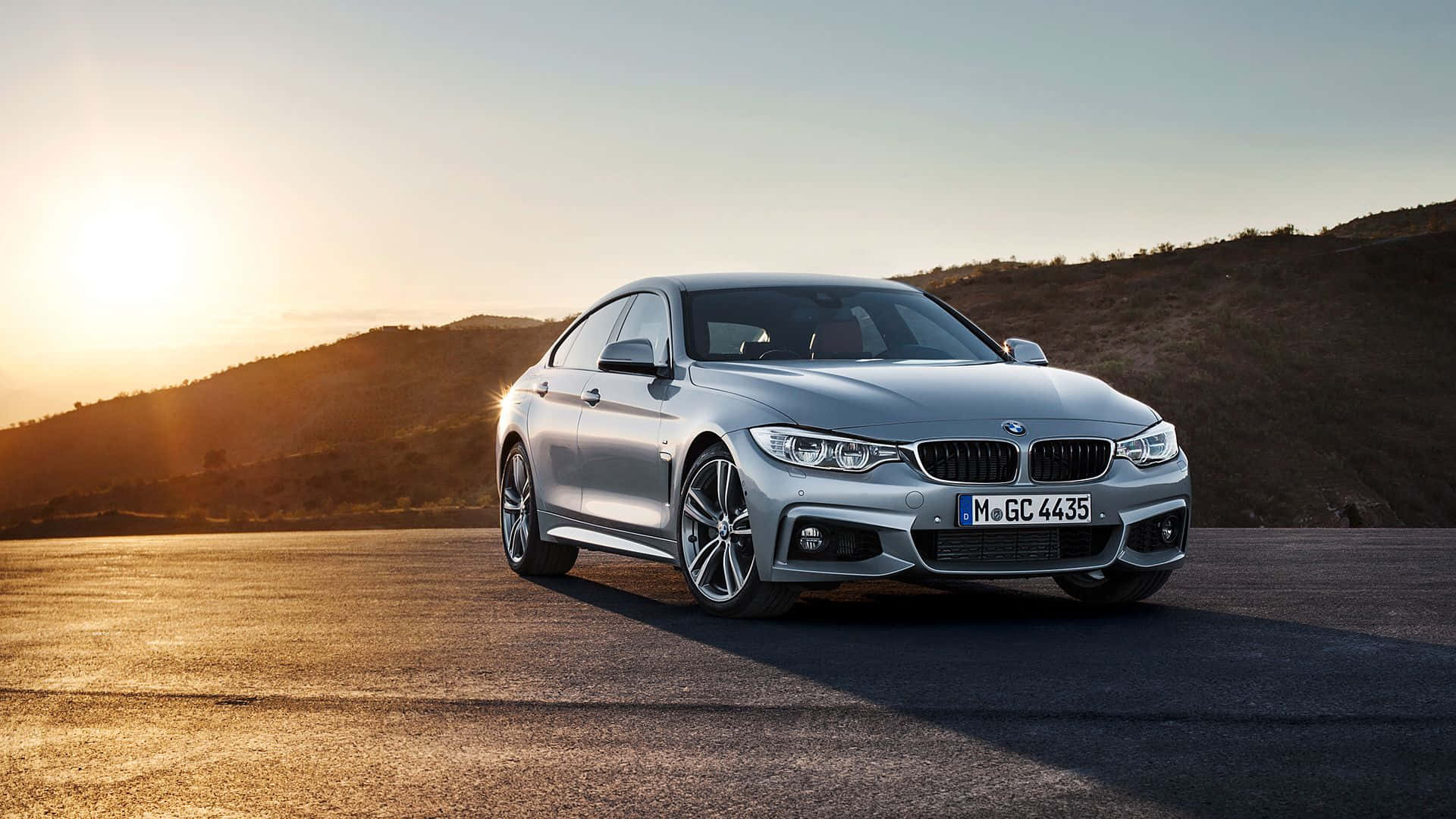 BMW 4 Series, silver, golden sunset, Full HD Desktop Wallpaper