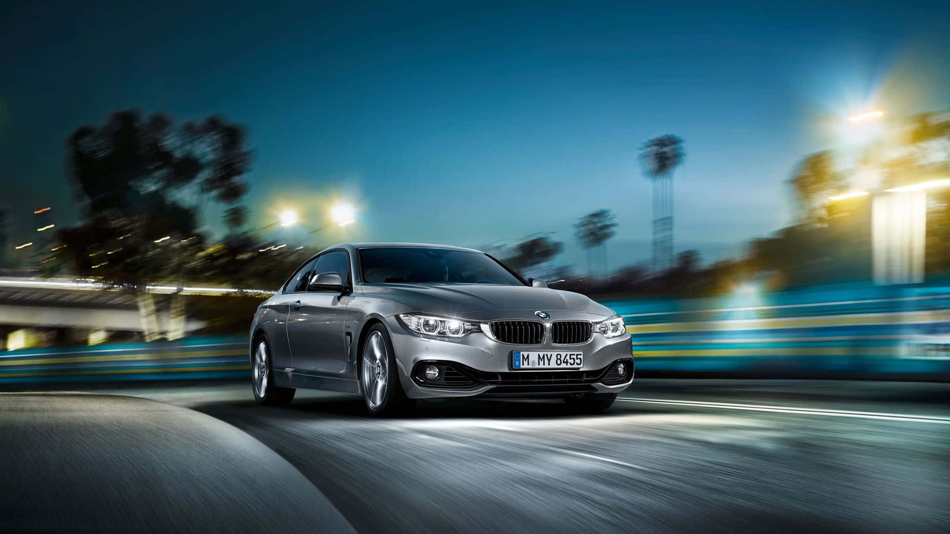 BMW 4 Series, silver, city road, Full HD Desktop Wallpaper
