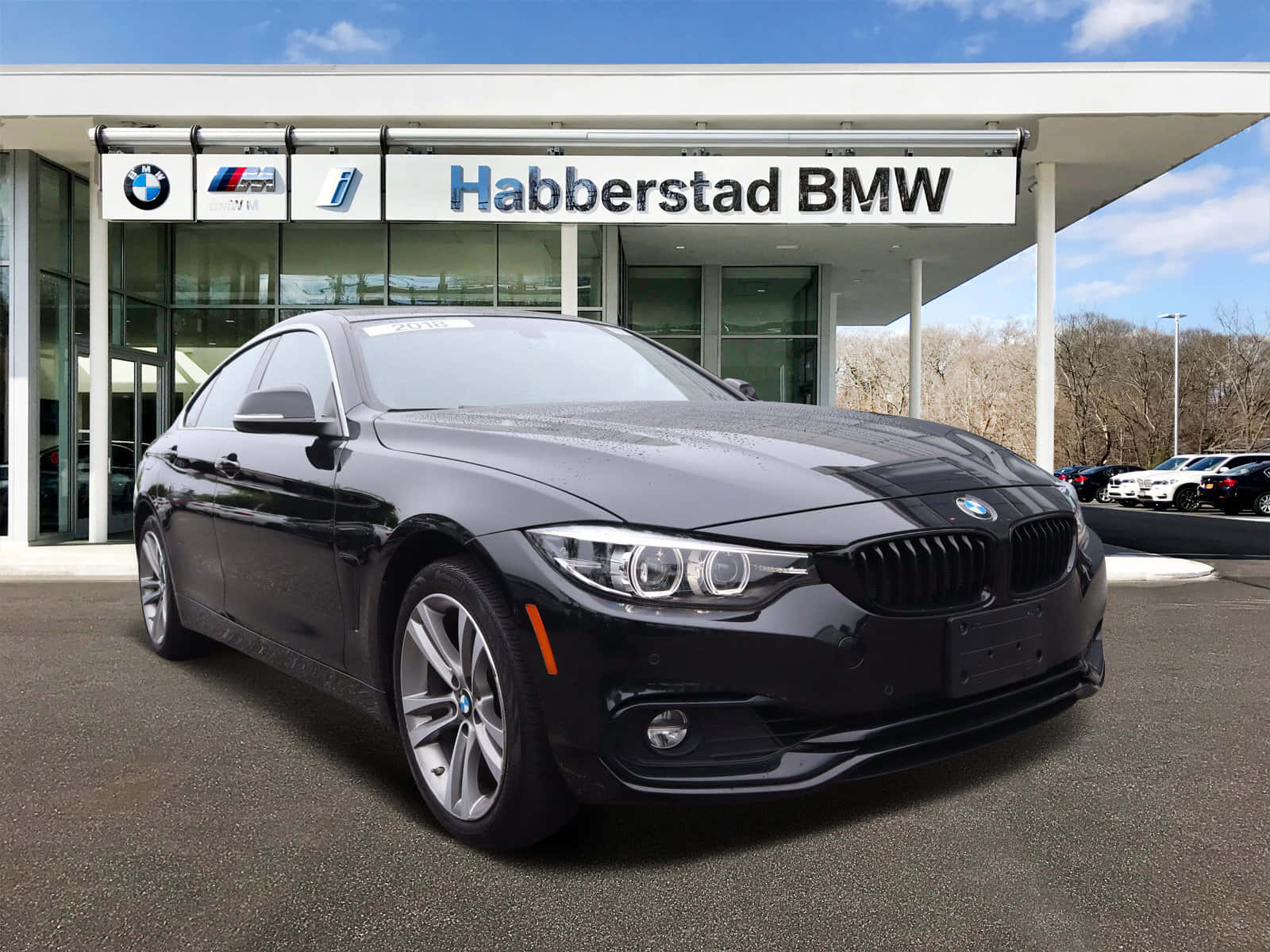 BMW 440i, sleek black BMW coupe, bright daylight, HD Desktop Wallpaper