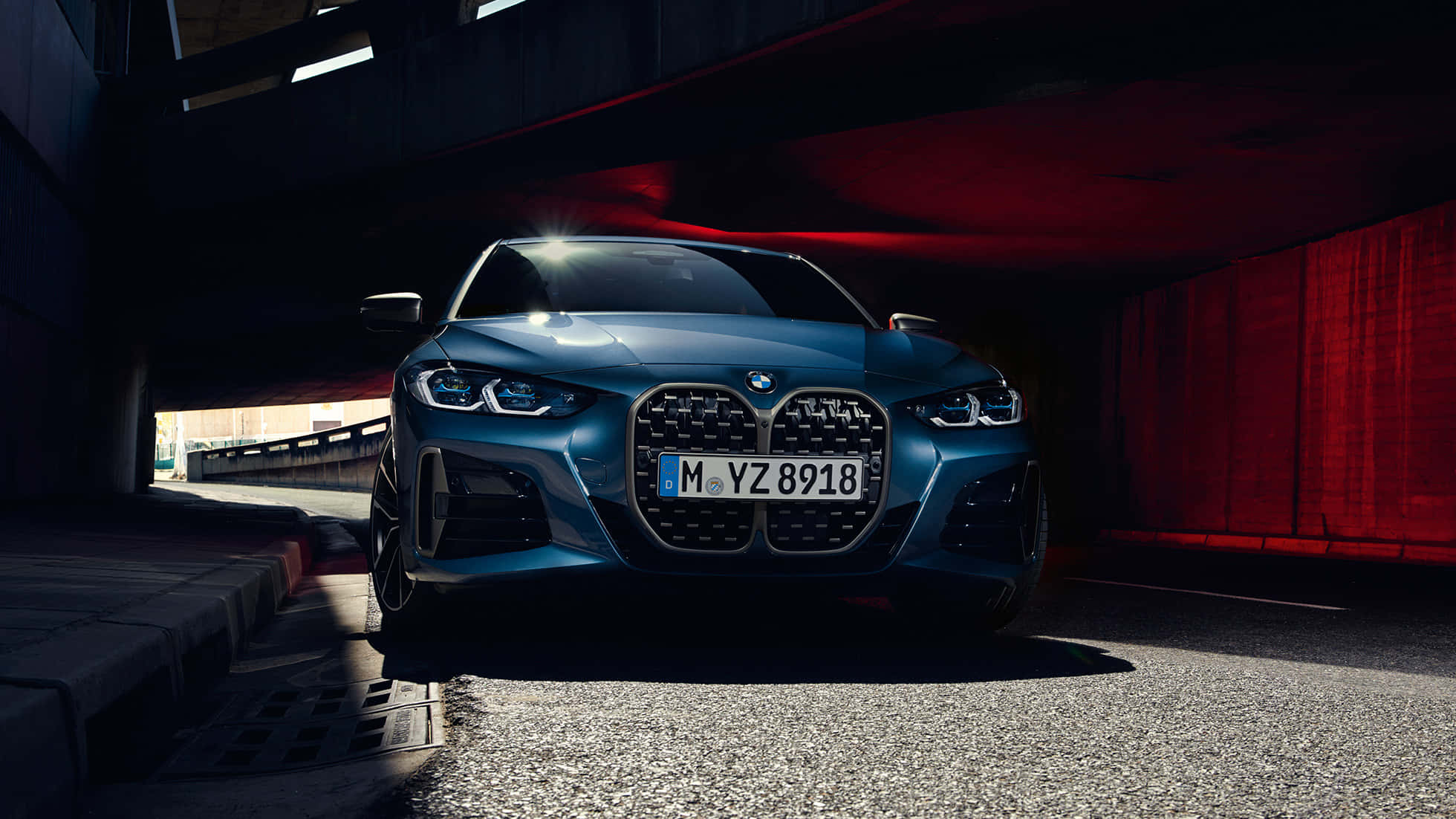 BMW 440i, sleek blue, tunnel, Full HD Desktop Wallpaper