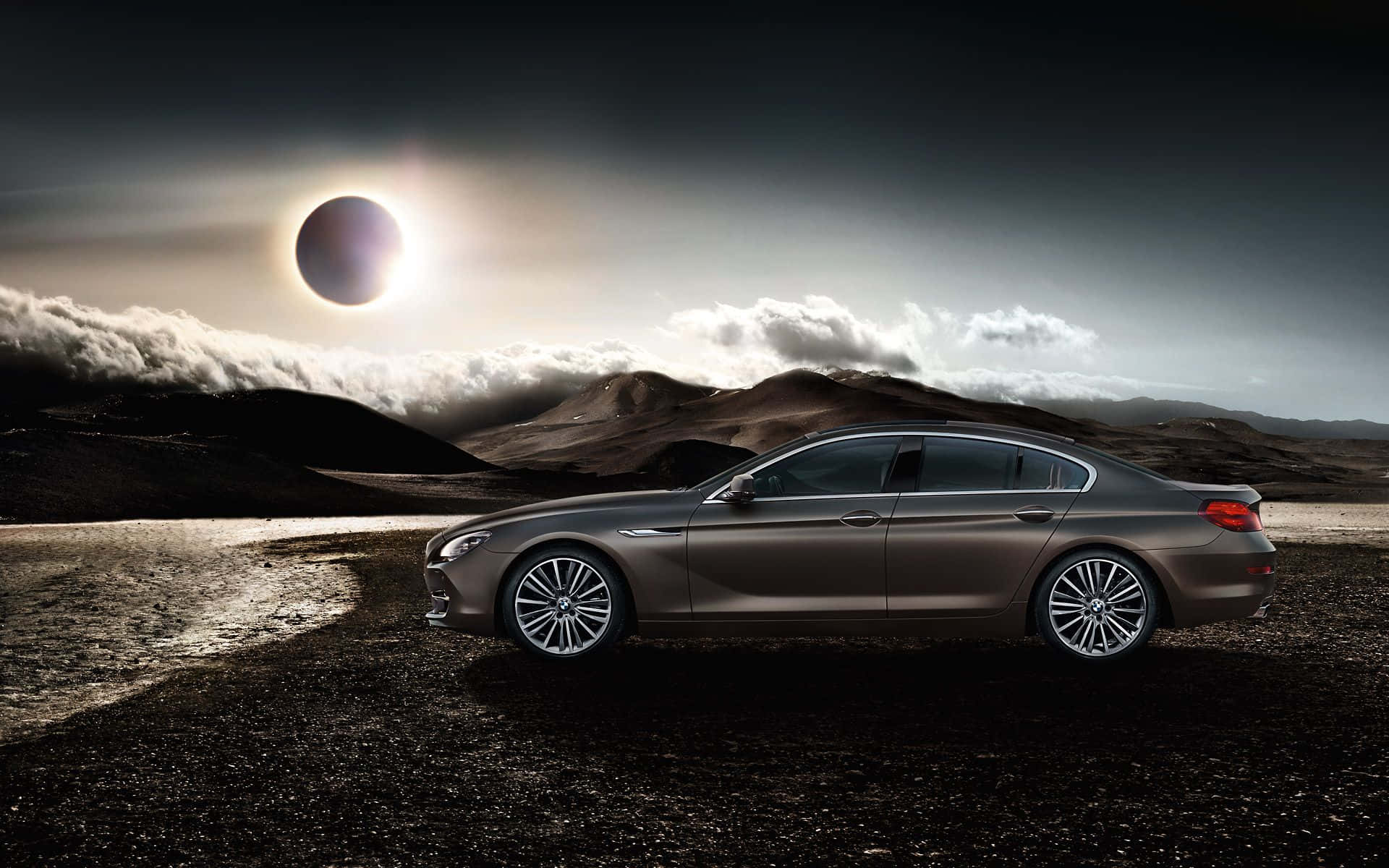 BMW 6 Series, bronze, volcanic landscape, Full HD Desktop Wallpaper