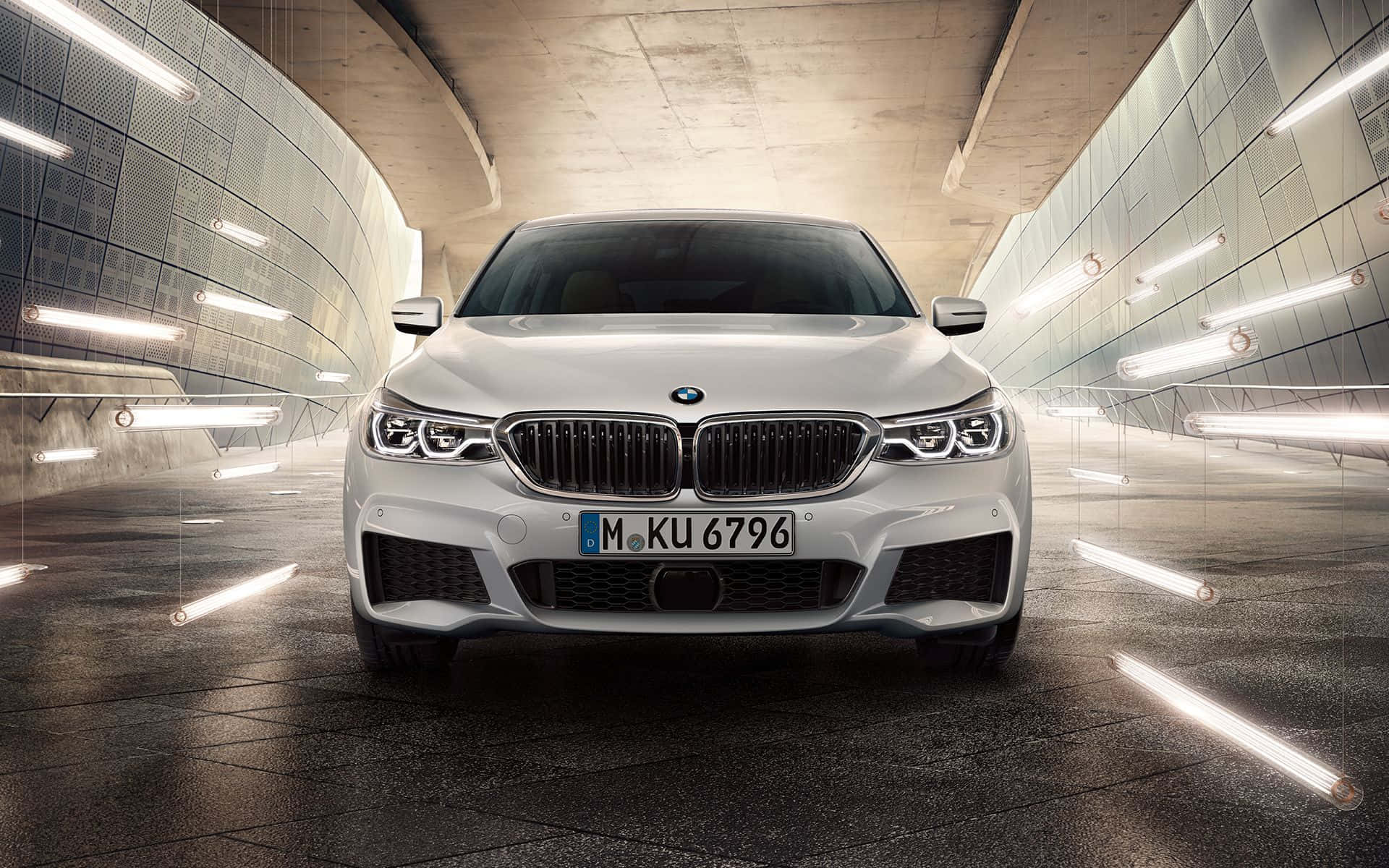 BMW 6 Series, white, modern tunnel, Full HD Desktop Wallpaper