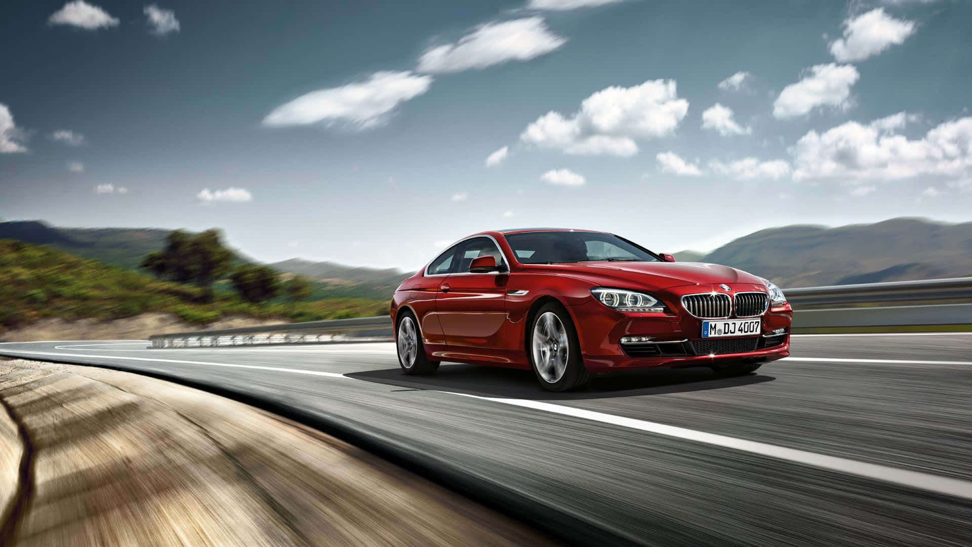 BMW 6 Series, red, winding mountain road, Full HD Desktop Wallpaper