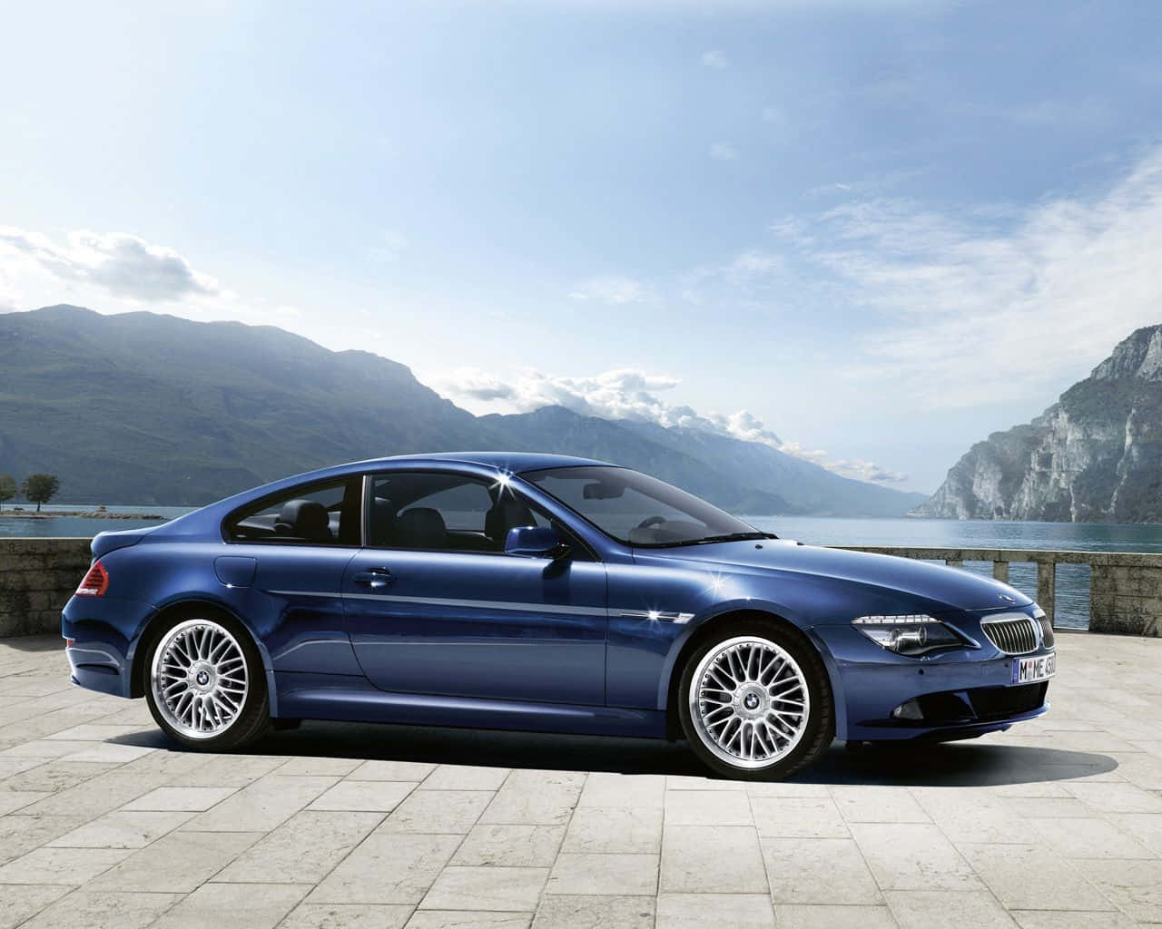 BMW 6 Series, blue, stone terrace, HD Desktop Wallpaper