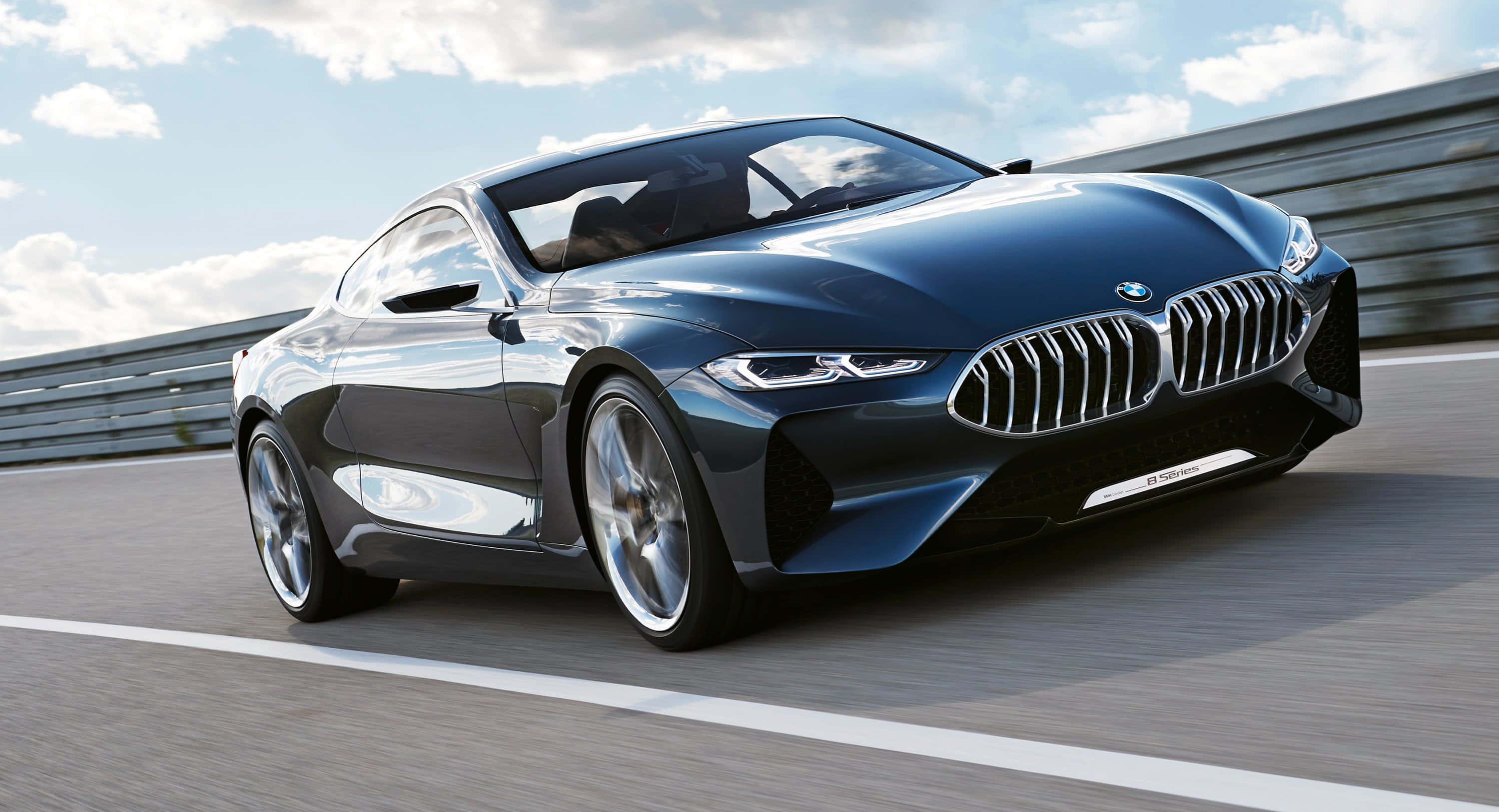 BMW 8 Series, dark blue, sleek, 2K Desktop Wallpaper