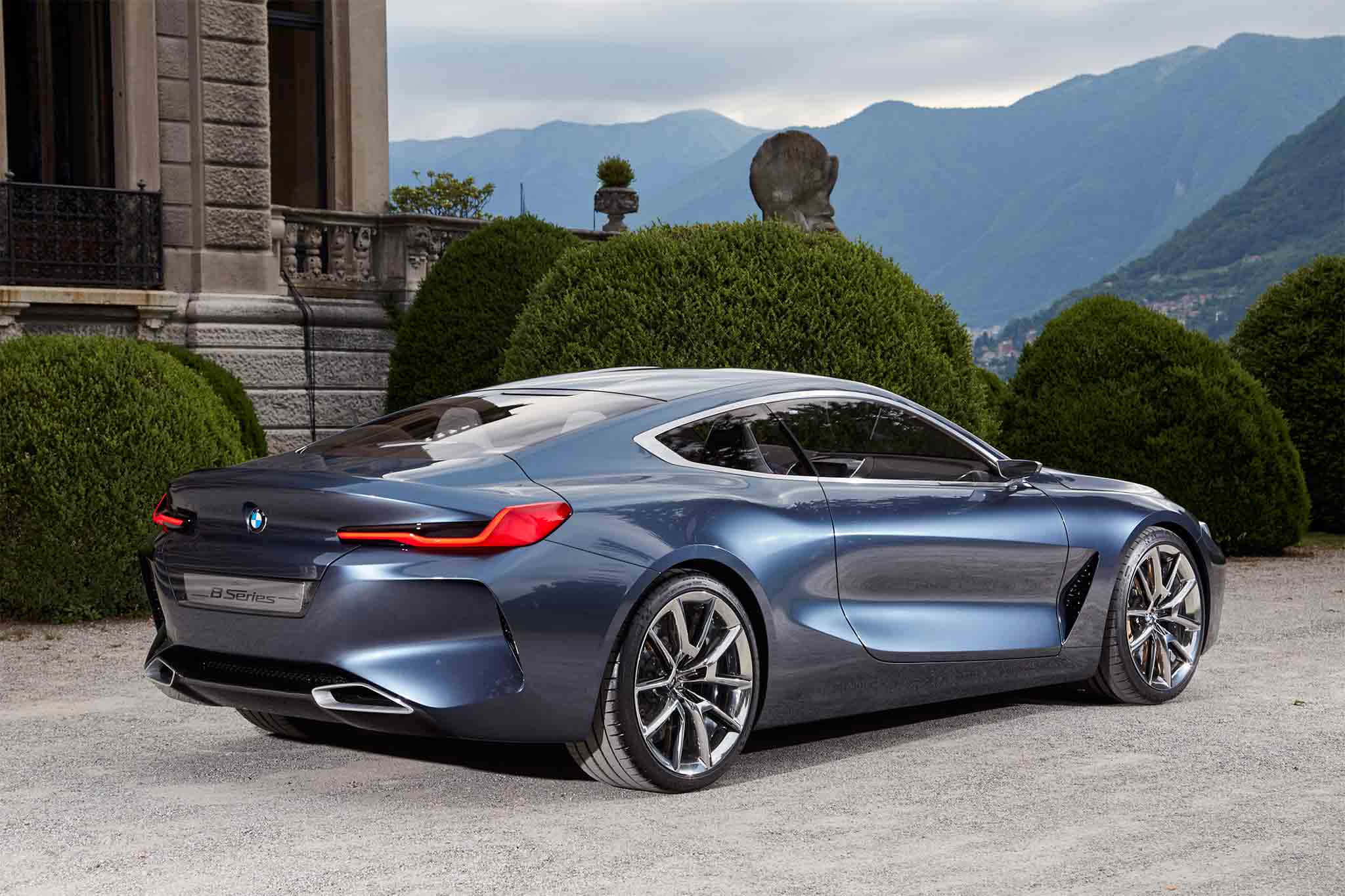 BMW 8 Series, blue, gravel, Full HD Desktop Wallpaper