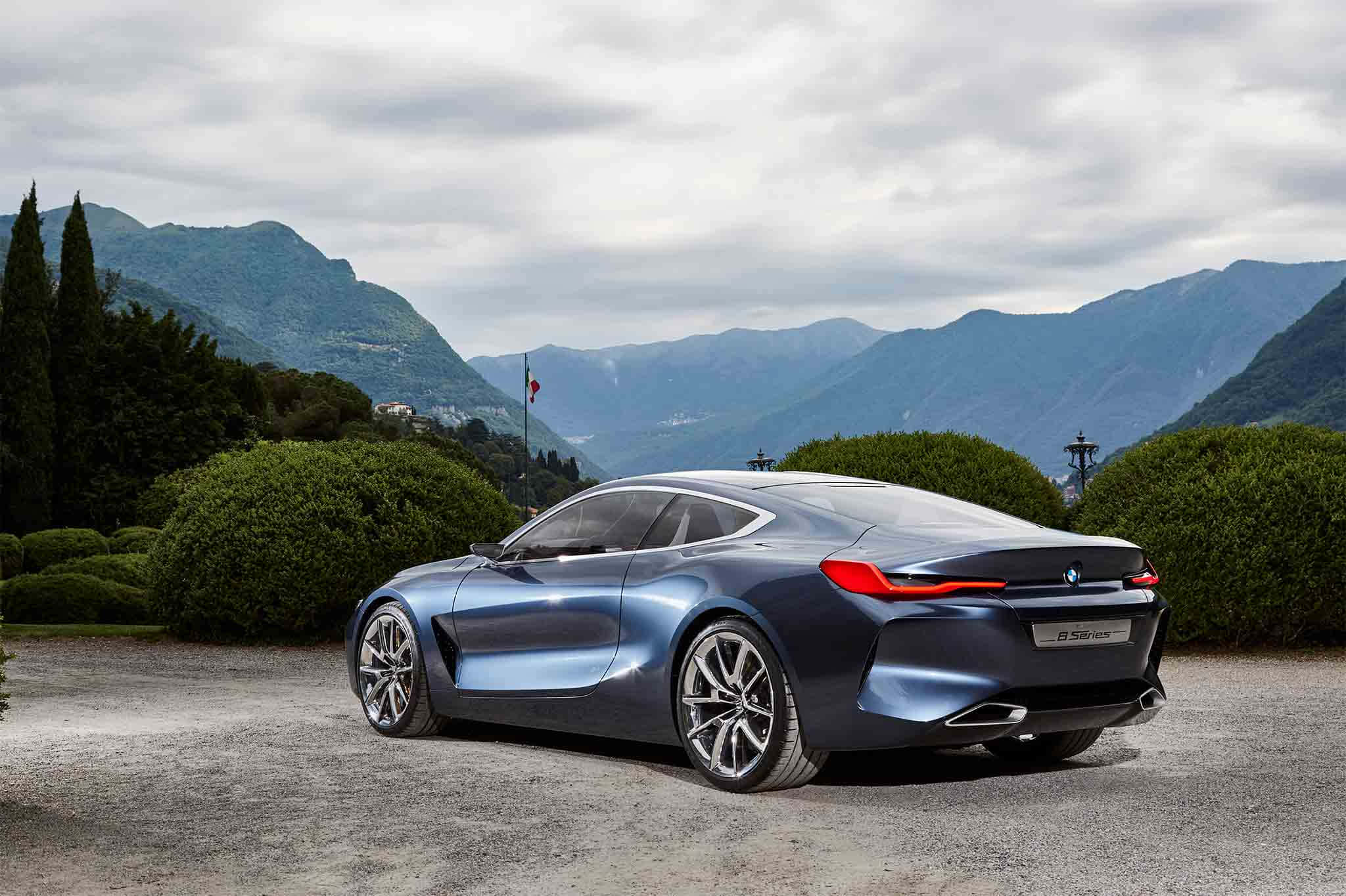 BMW 8 Series, blue, gravel, Full HD Desktop Wallpaper