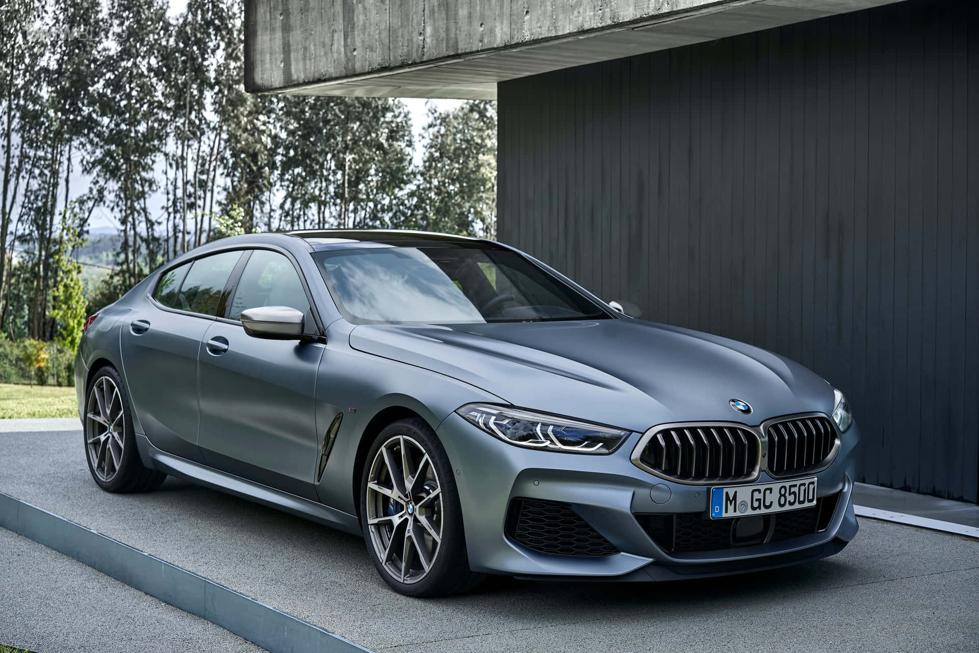 BMW 8 Series, matte gray, coupe, Full HD Desktop Wallpaper