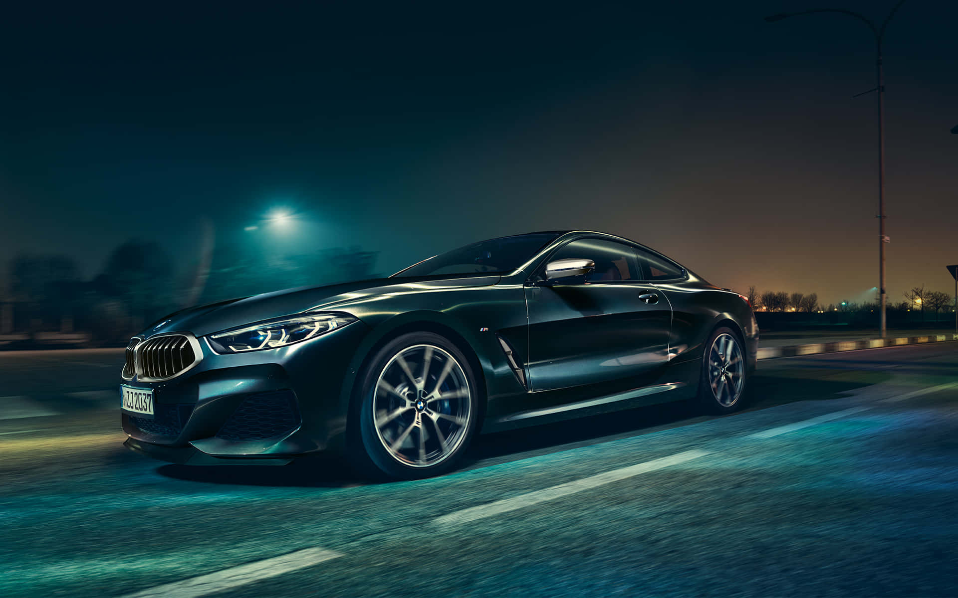BMW 8 Series, black, wet road, Full HD Desktop Wallpaper