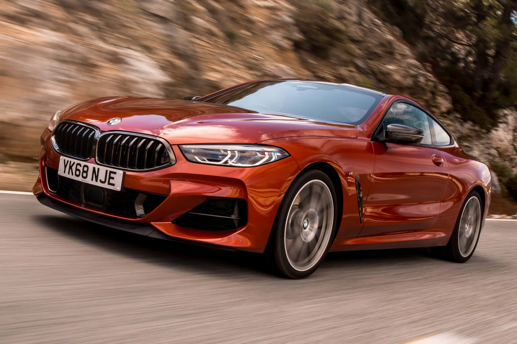 BMW 8 Series, orange, coupe, HD Desktop Wallpaper