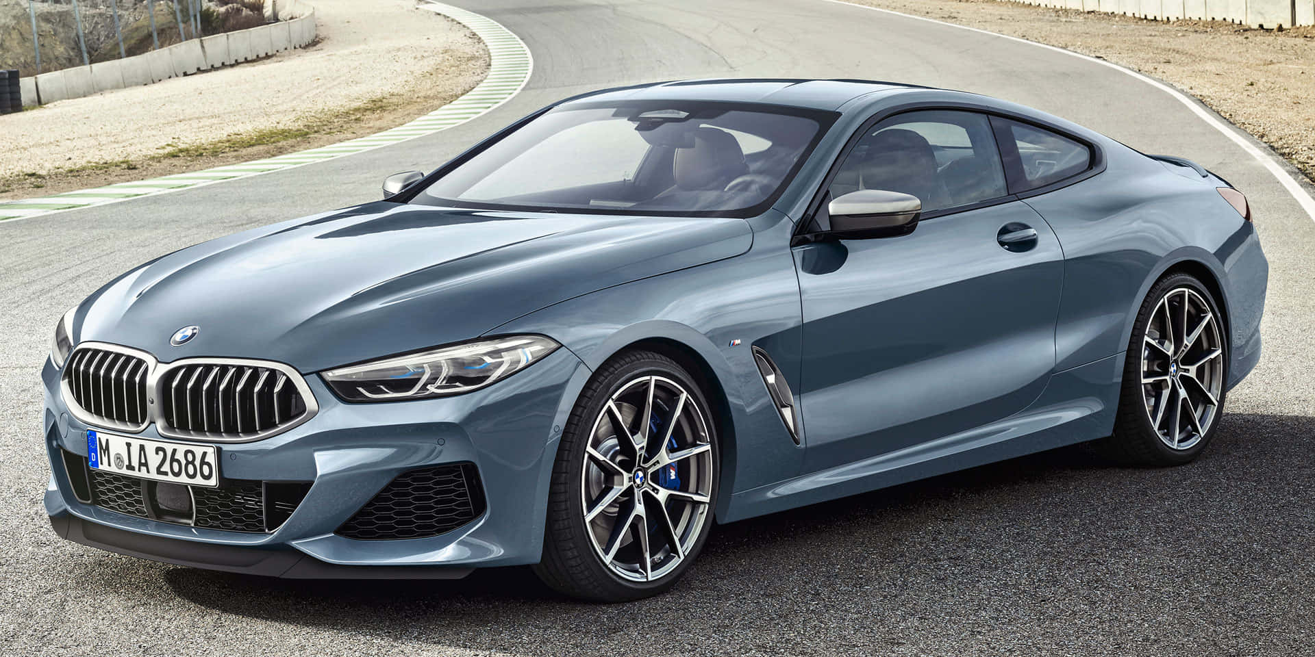 BMW 8 Series, metallic blue, coupe, Full HD Desktop Wallpaper