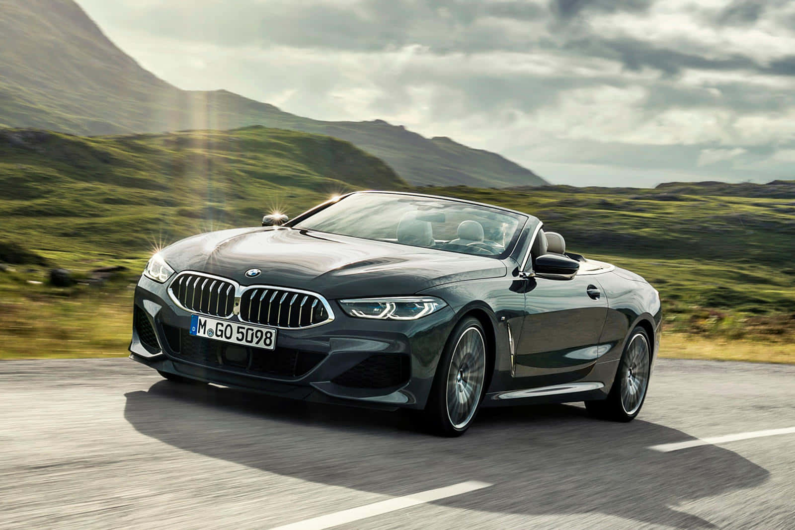 BMW 8 Series, dark green, convertible, HD Desktop Wallpaper