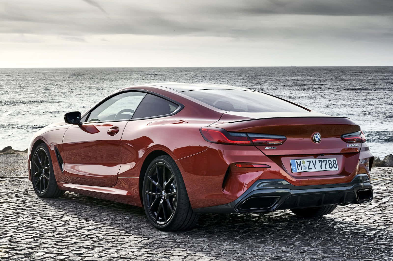 BMW 8 Series, glossy red, coupe, HD Desktop Wallpaper