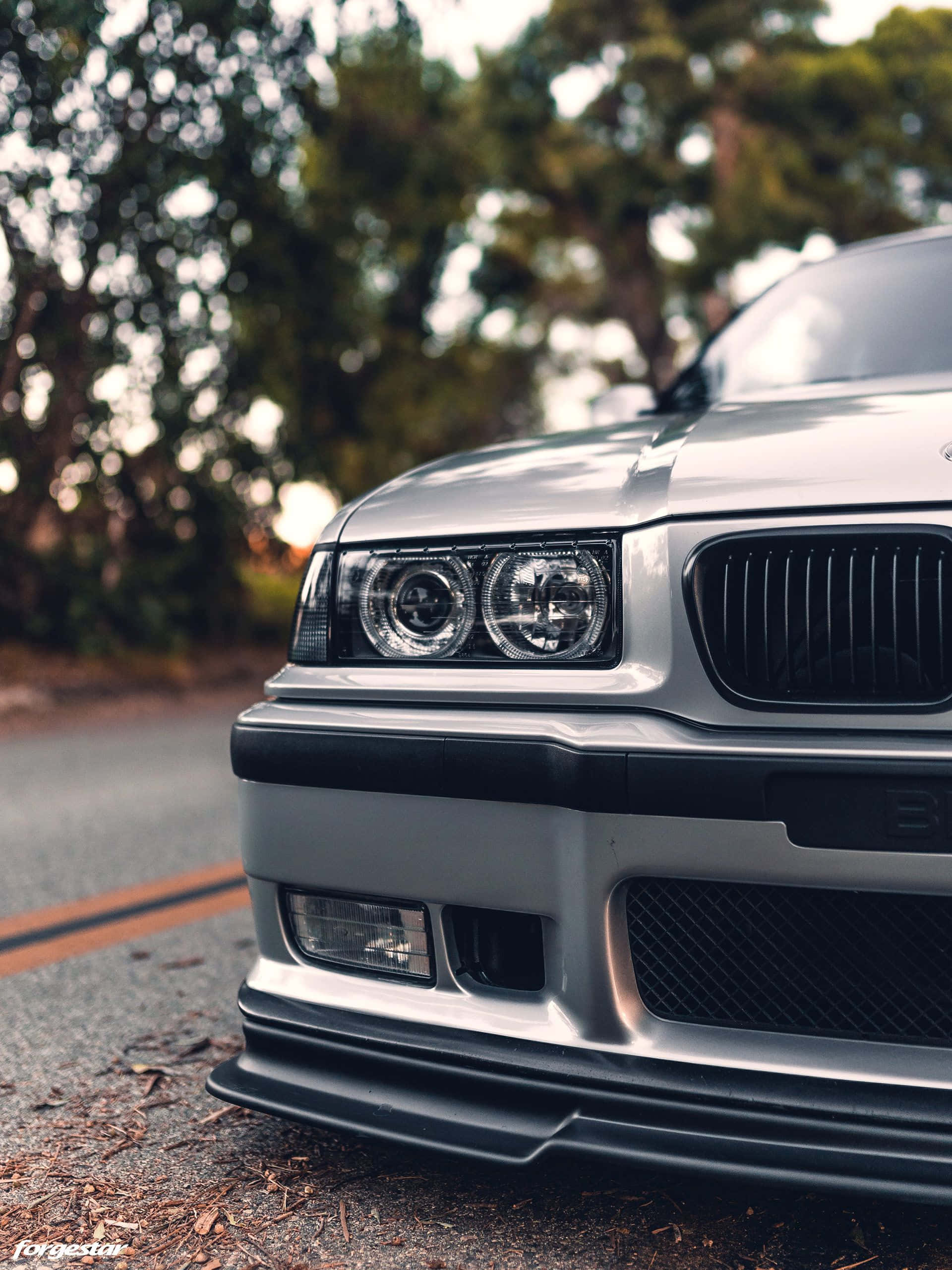 BMW E36, silver, custom bumper, 2K Phone Wallpaper