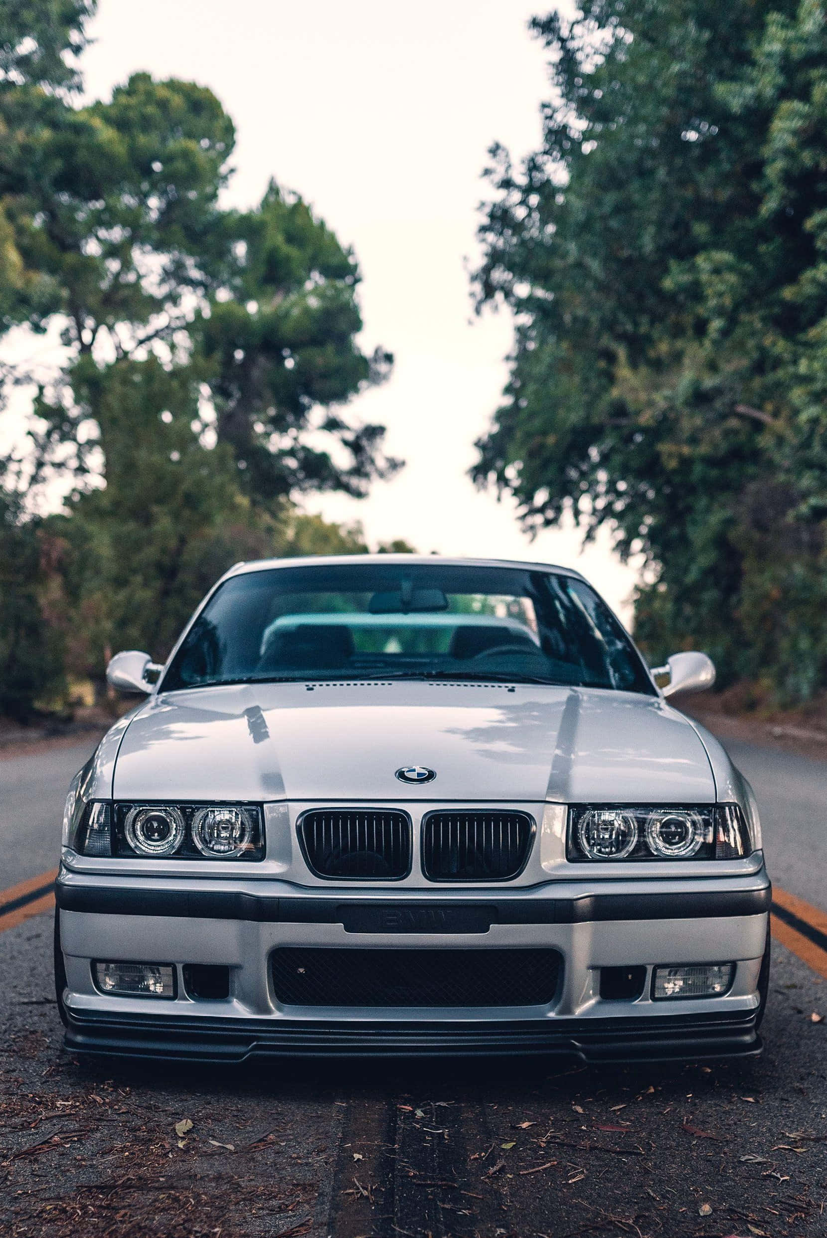 BMW E36, silver, front view, Full HD Phone Wallpaper