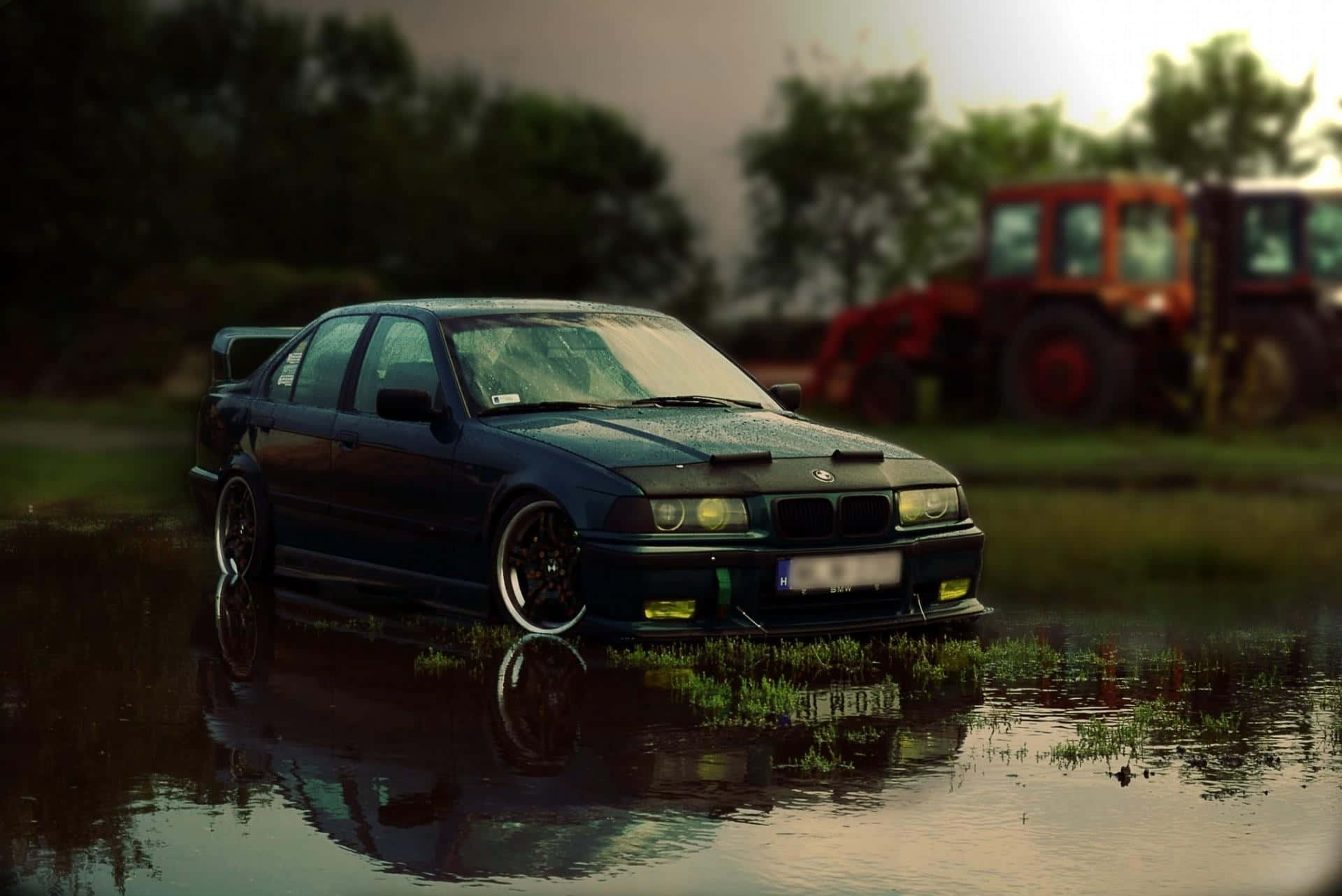 BMW E36, coupe, dark blue, Full HD Desktop Wallpaper