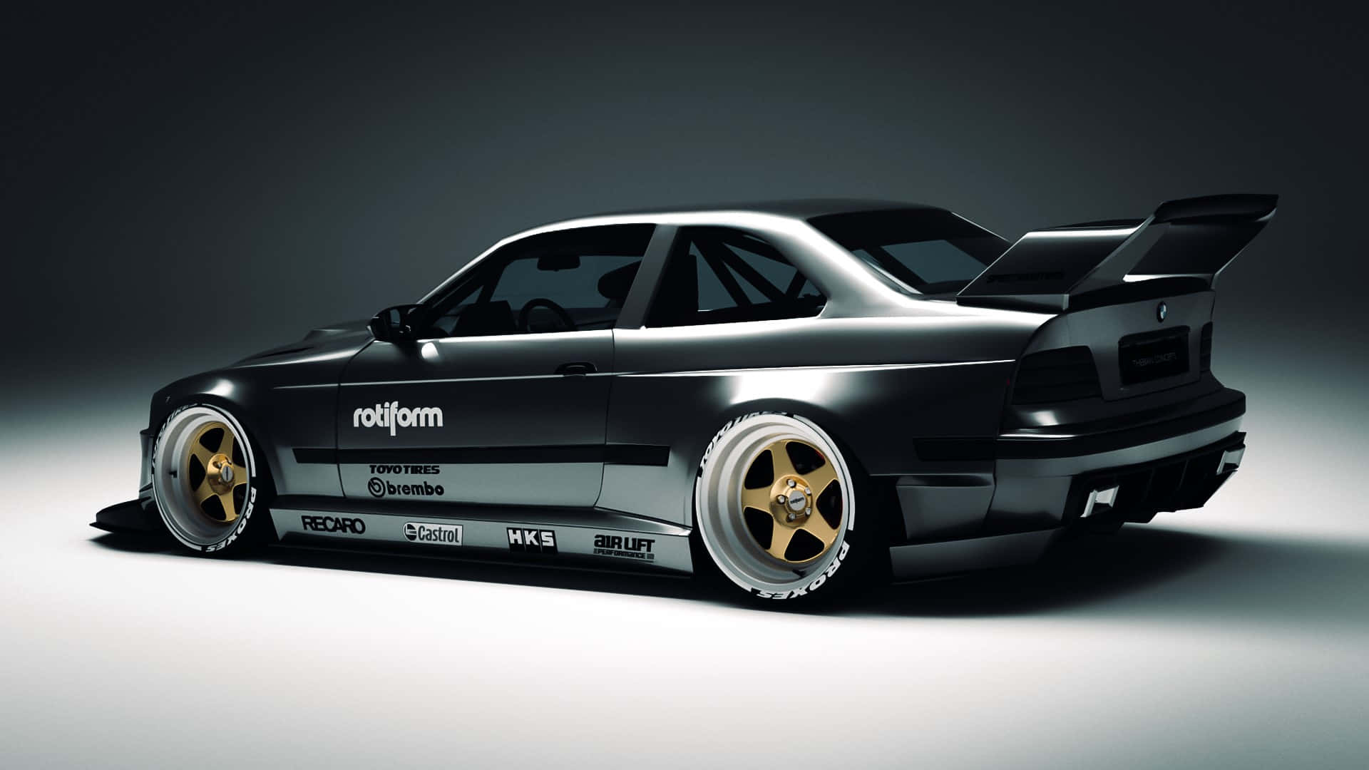 BMW E36, coupe, sleek black, Full HD Desktop Wallpaper