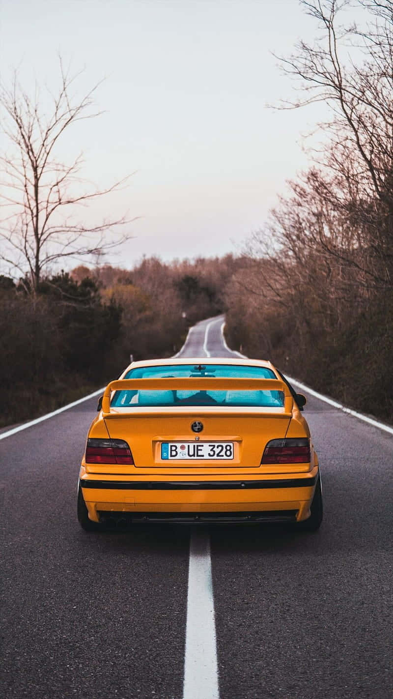 Bmw E36, yellow, winding road, HD Phone Wallpaper