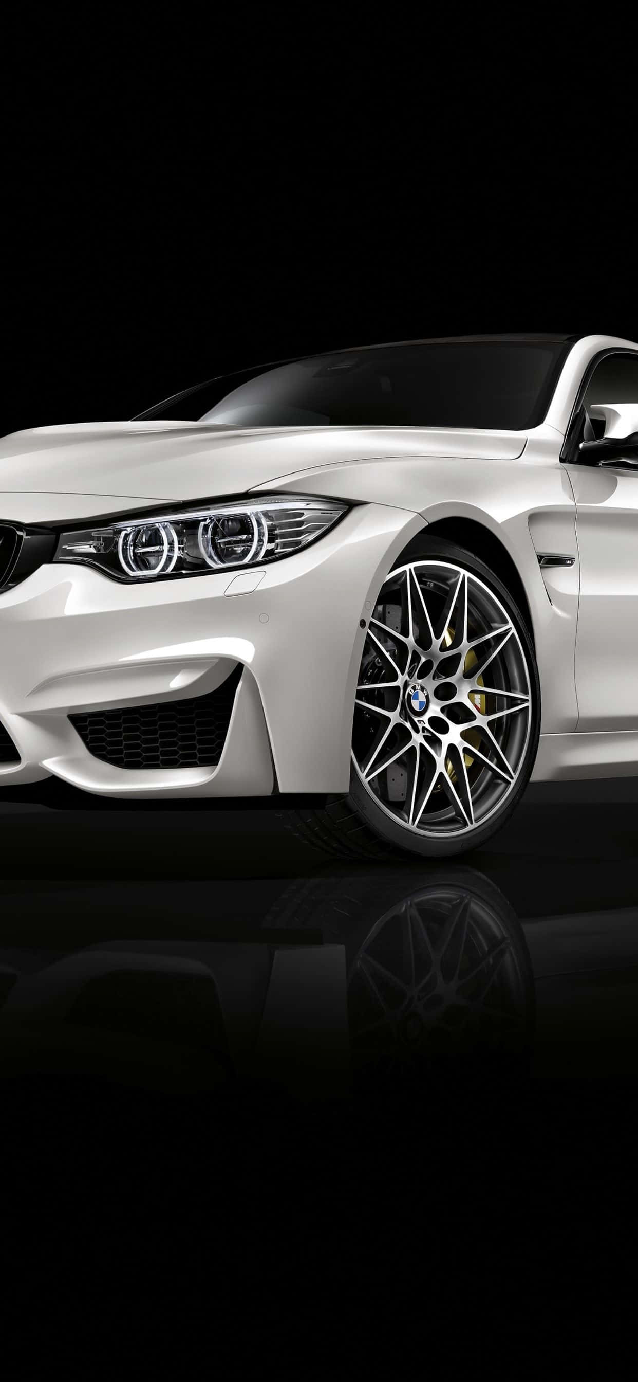 BMW, sleek white BMW sports car, glowing headlights, 2K Phone Wallpaper