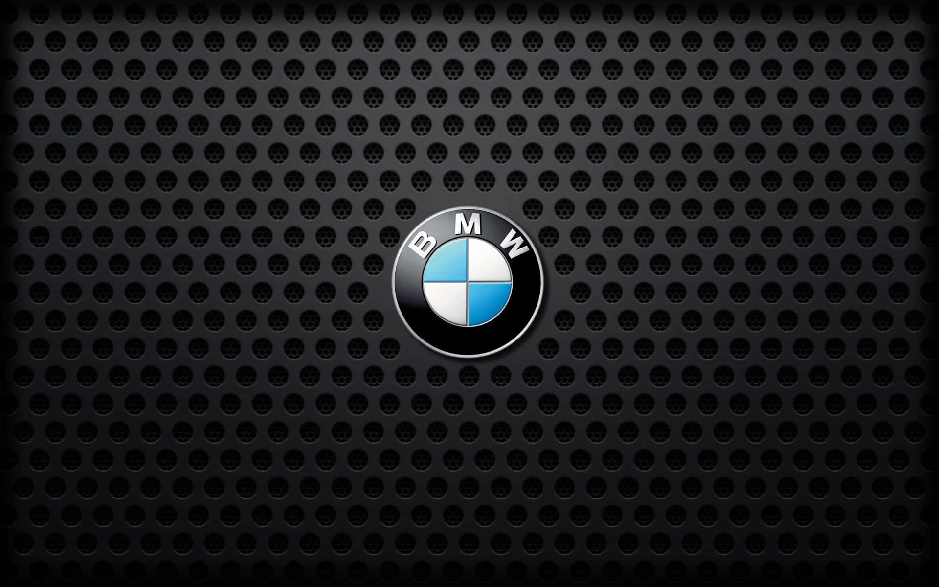 BMW Logo, black perforated metal grille, subtle lighting highlights, Full HD Desktop Wallpaper