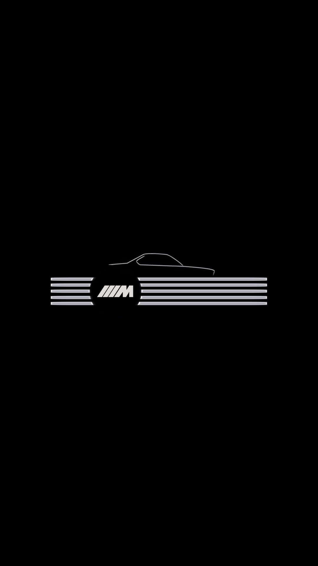 BMW Logo, M car silhouette, white line drawing, Full HD Phone Wallpaper