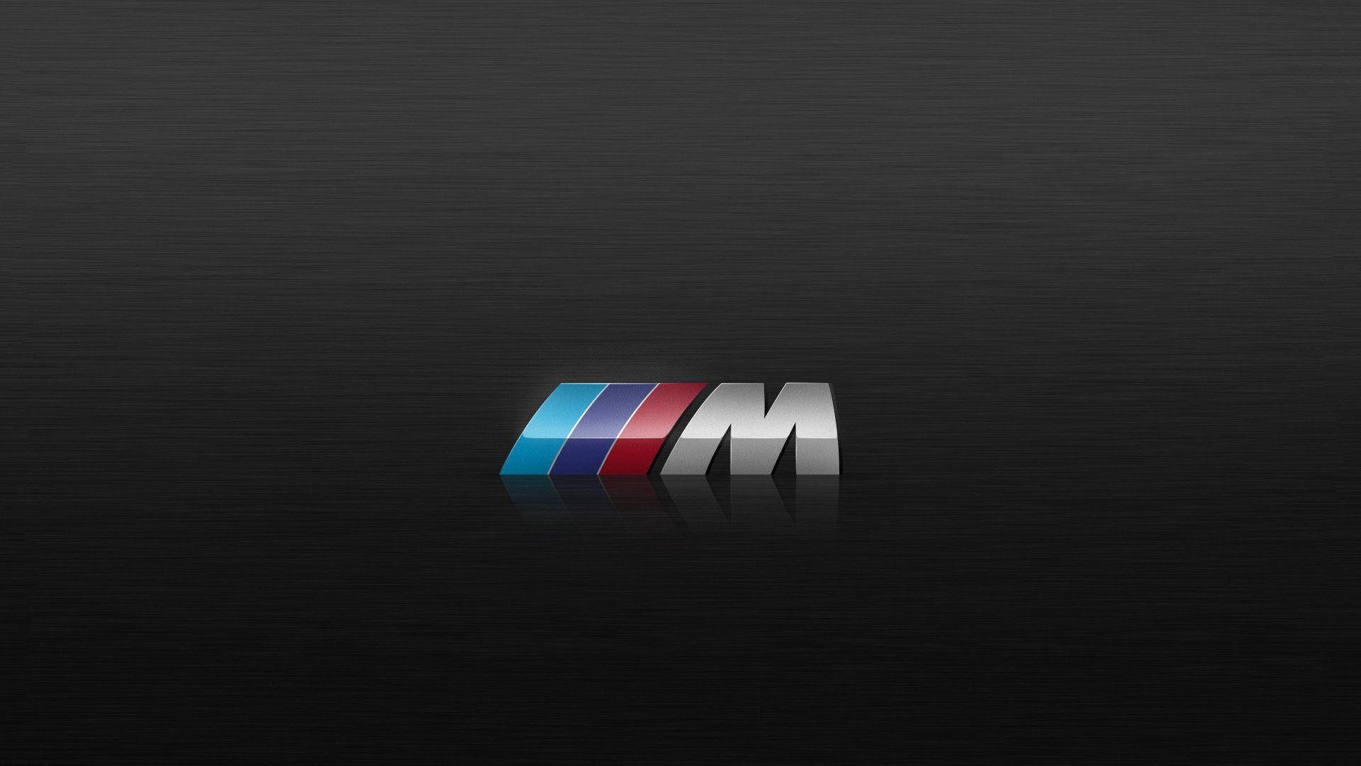 BMW M Logo, blue purple and red stripes, brushed black metal surface, Full HD Desktop Wallpaper