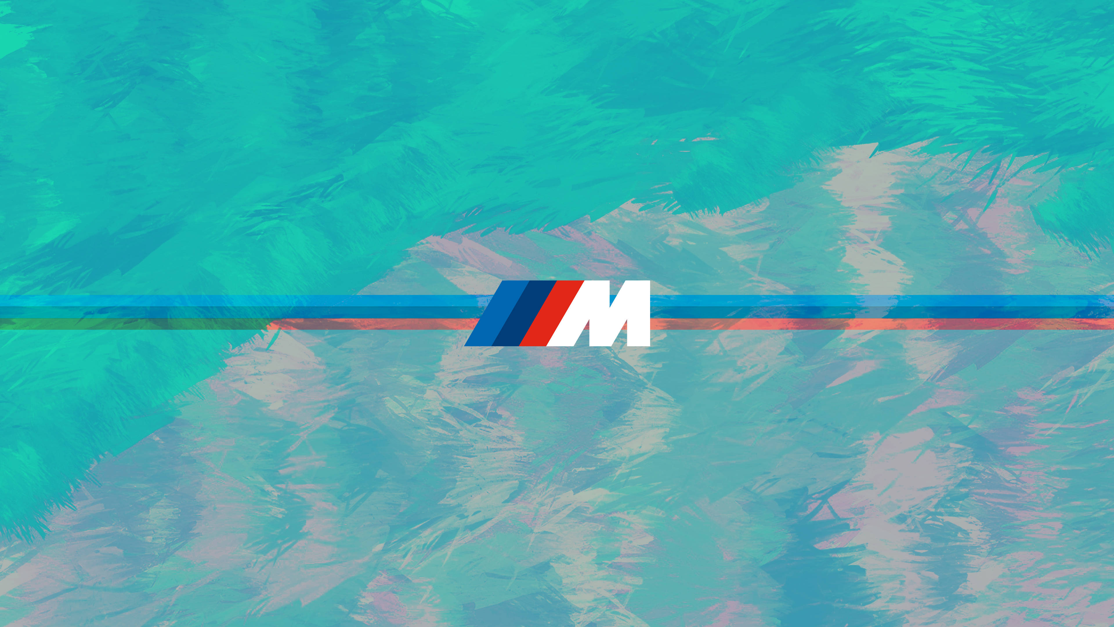 BMW M logo, teal, pink, 4K Desktop Wallpaper