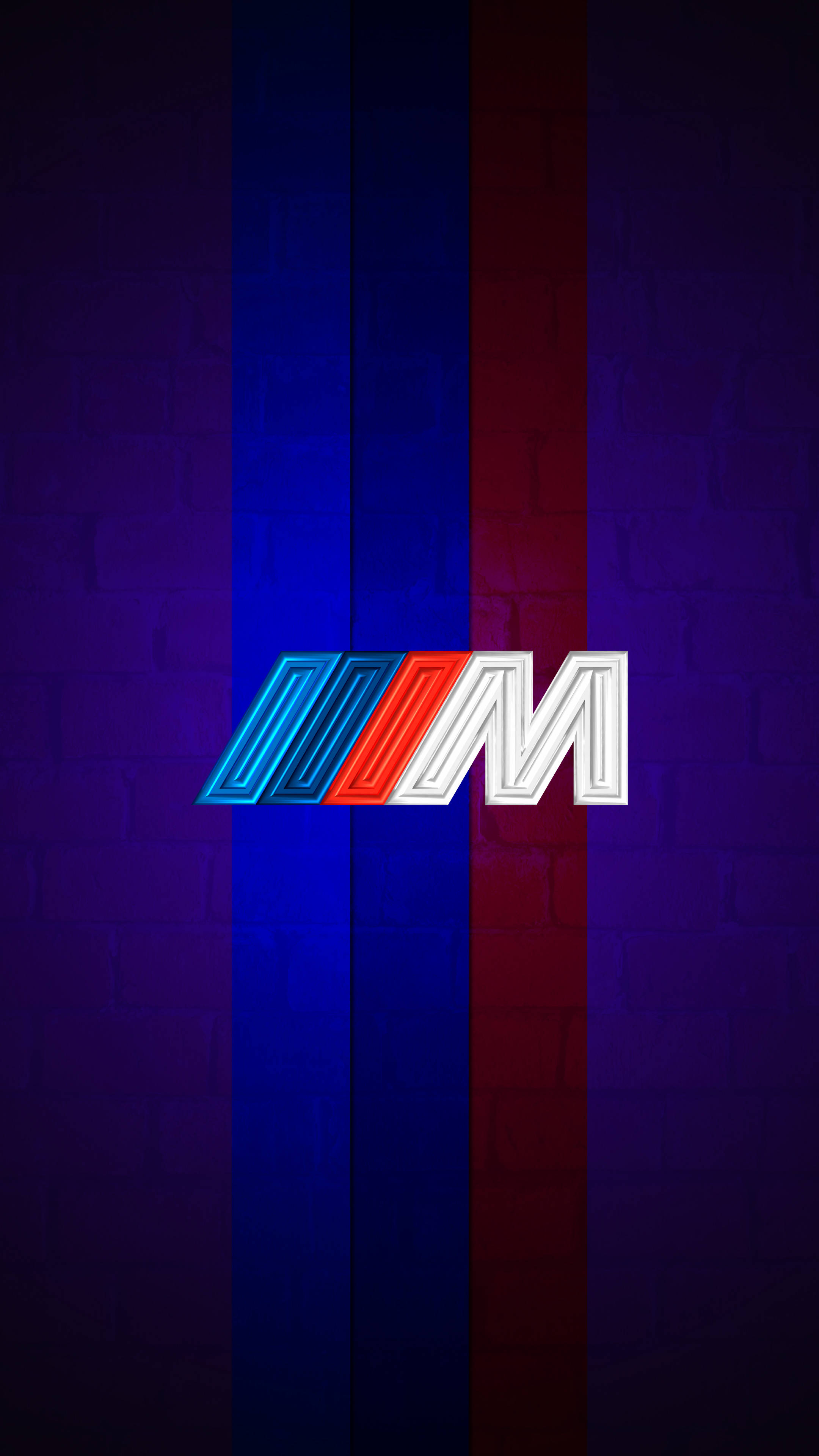 BMW M logo, blue red and white stripes, glowing, 4K Phone Wallpaper