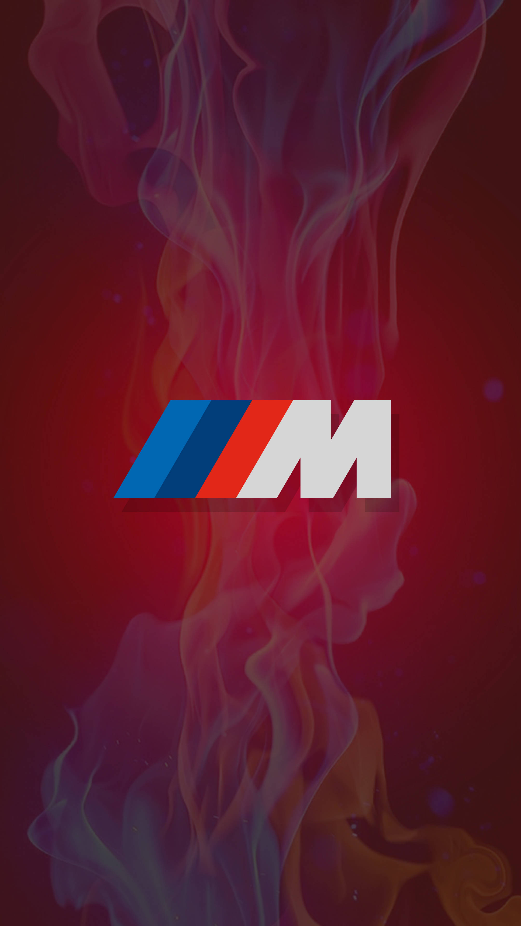 BMW M Logo, swirling smoke, deep red gradient background, 4K Phone Wallpaper