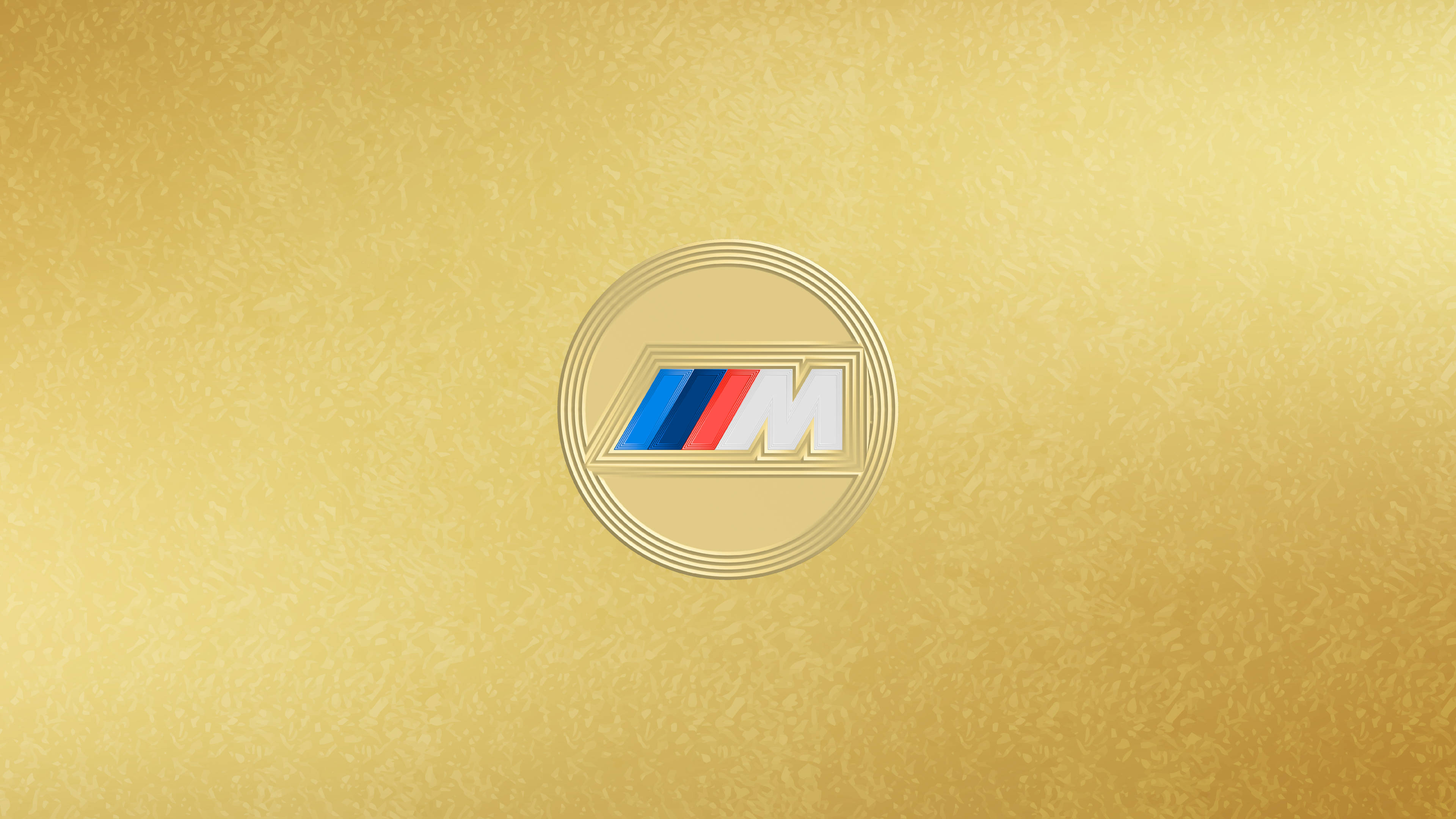BMW M Logo, golden, textured gold background, 4K Desktop Wallpaper