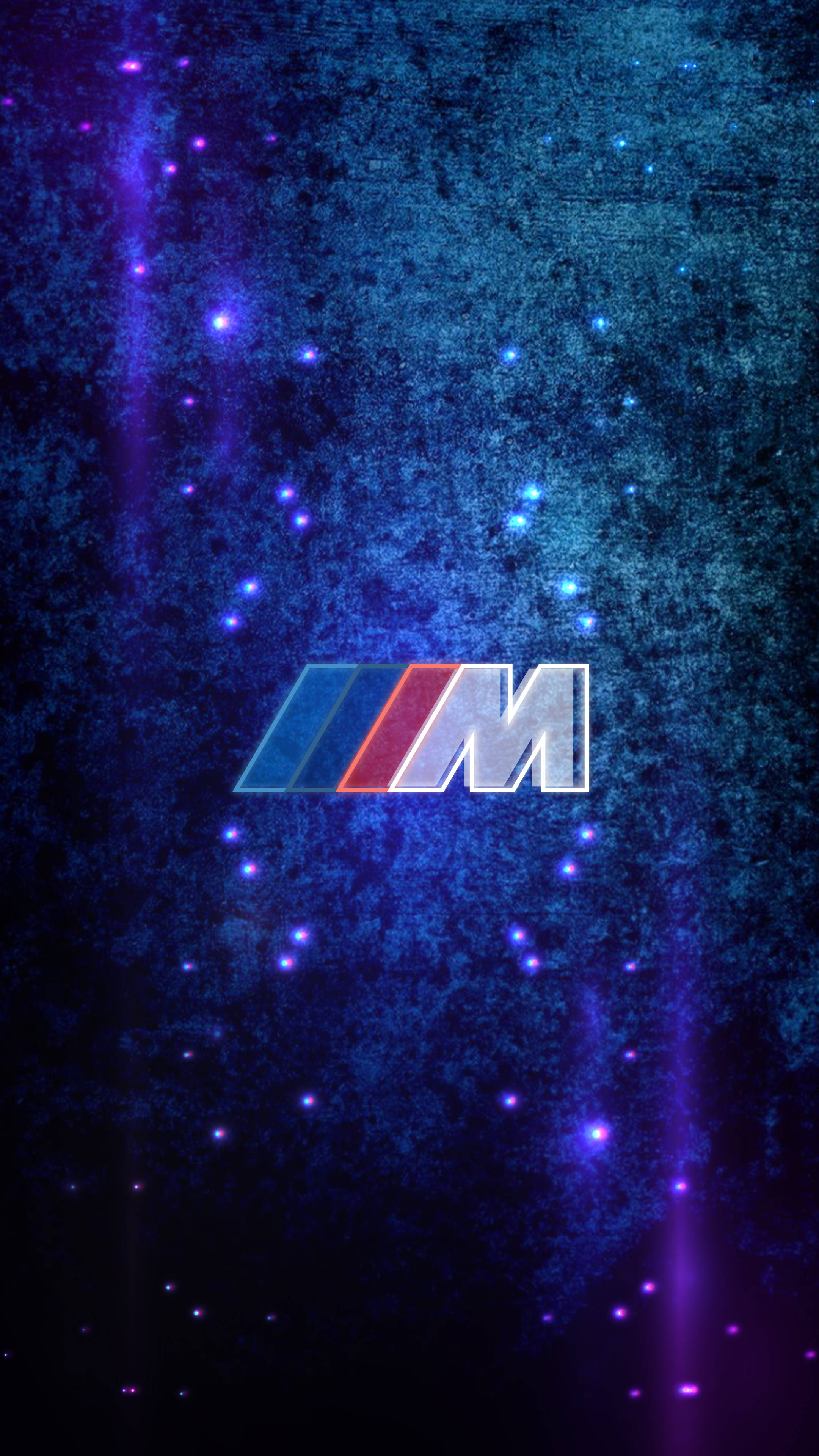 BMW M Logo, cosmic blue, purple starfield, 4K Phone Wallpaper