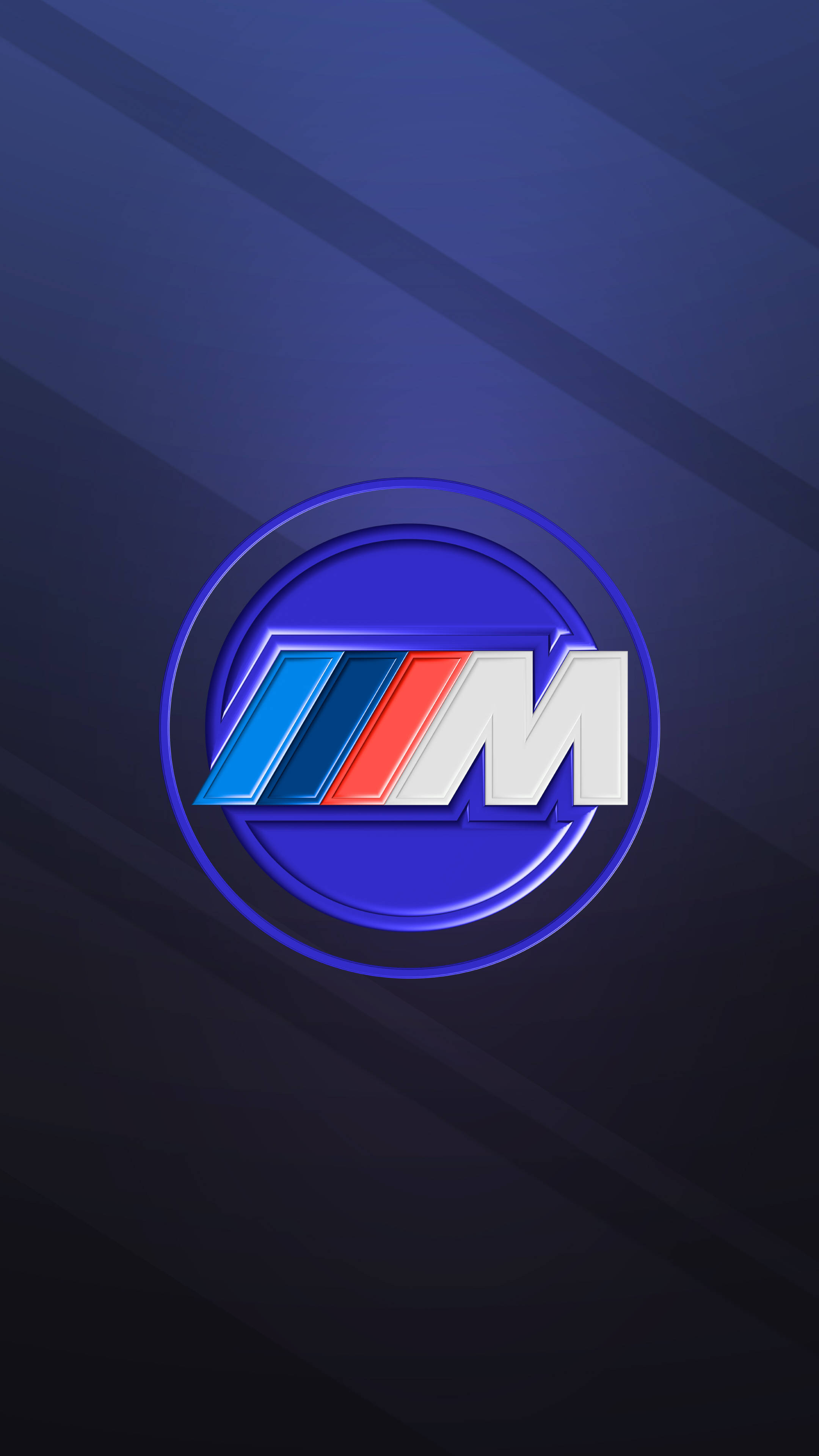 BMW M Logo, cool blue, dark blue gradient background, 4K Phone Wallpaper