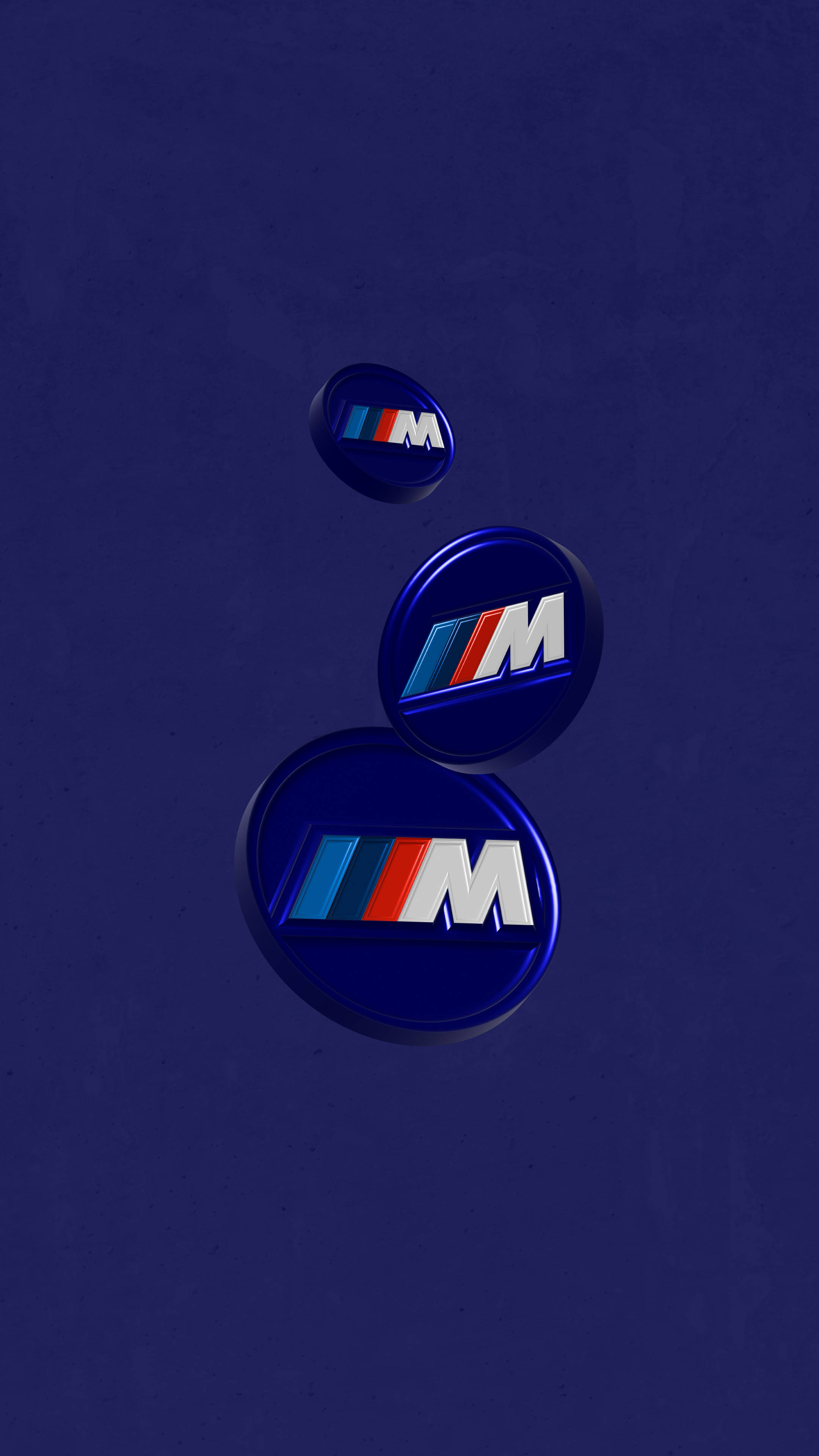 BMW M Logo, glossy, textured deep blue background, 4K Phone Wallpaper