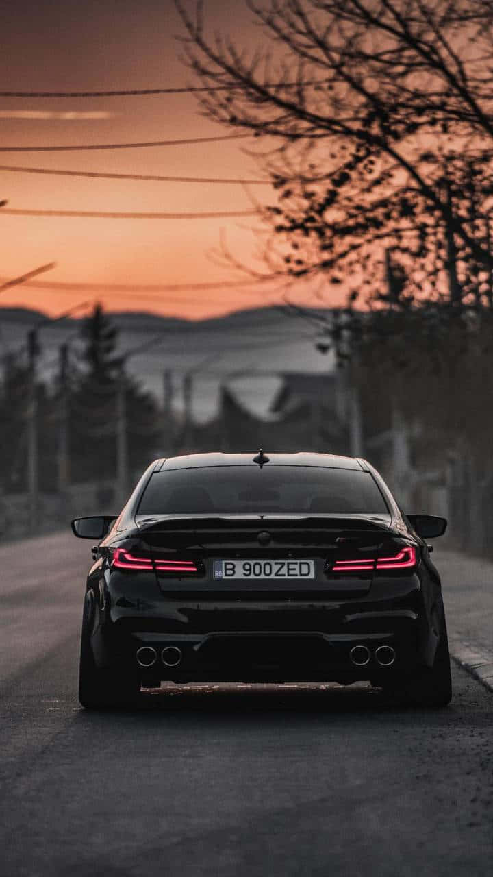BMW M, black, glowing red taillights, HD Phone Wallpaper