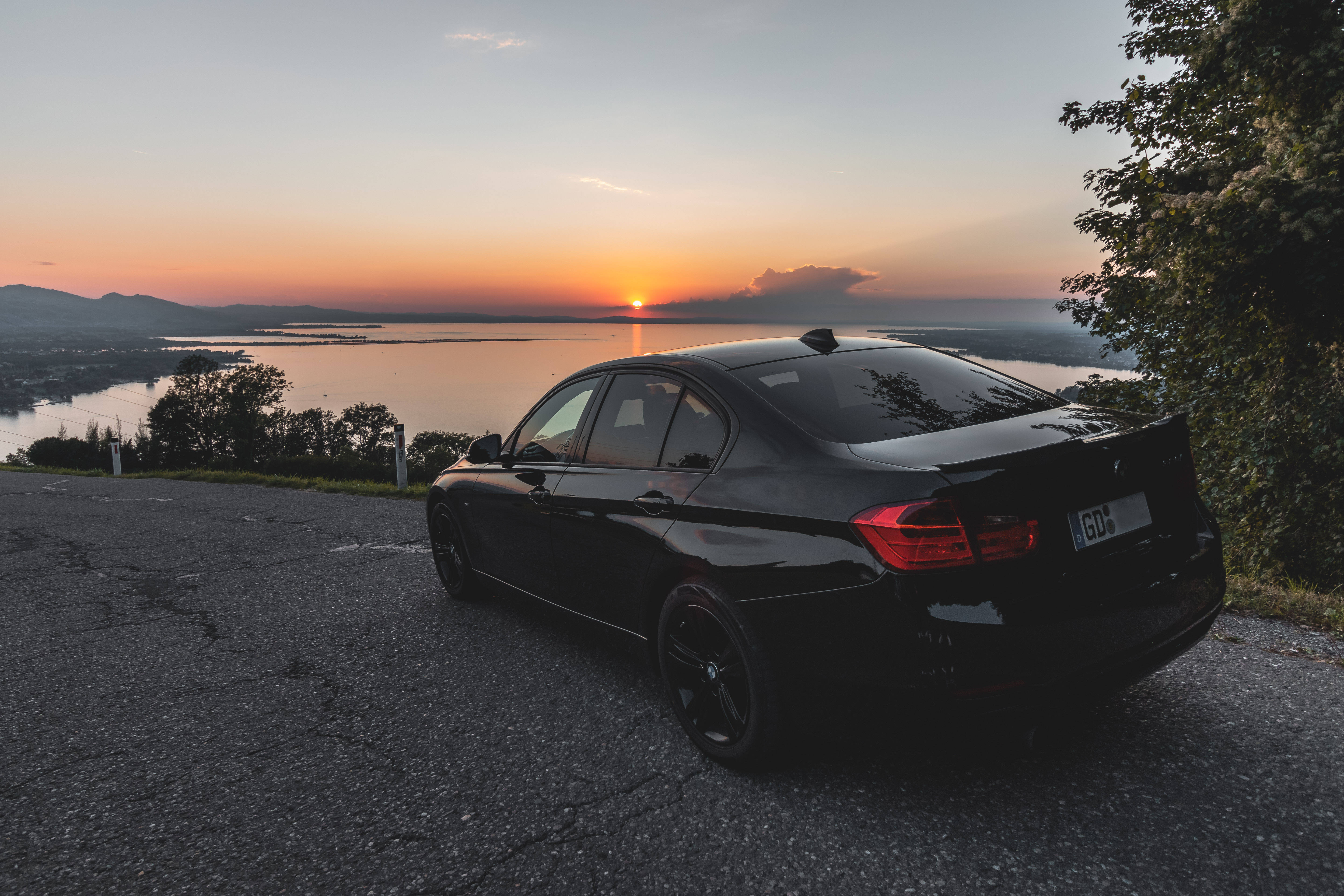 BMW M Series, sunset, lake, 5K Desktop Wallpaper