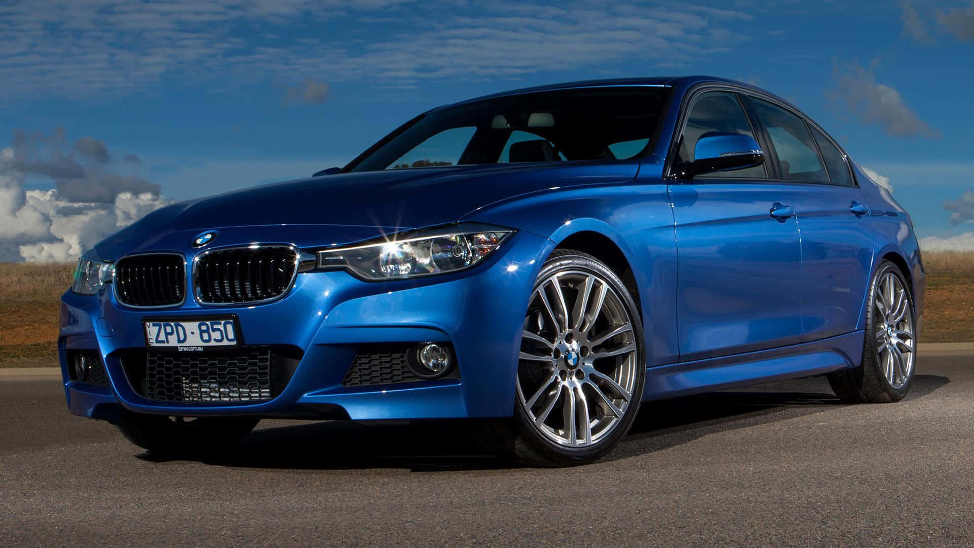 BMW M-Sport, vibrant blue, bright sky, Full HD Desktop Wallpaper