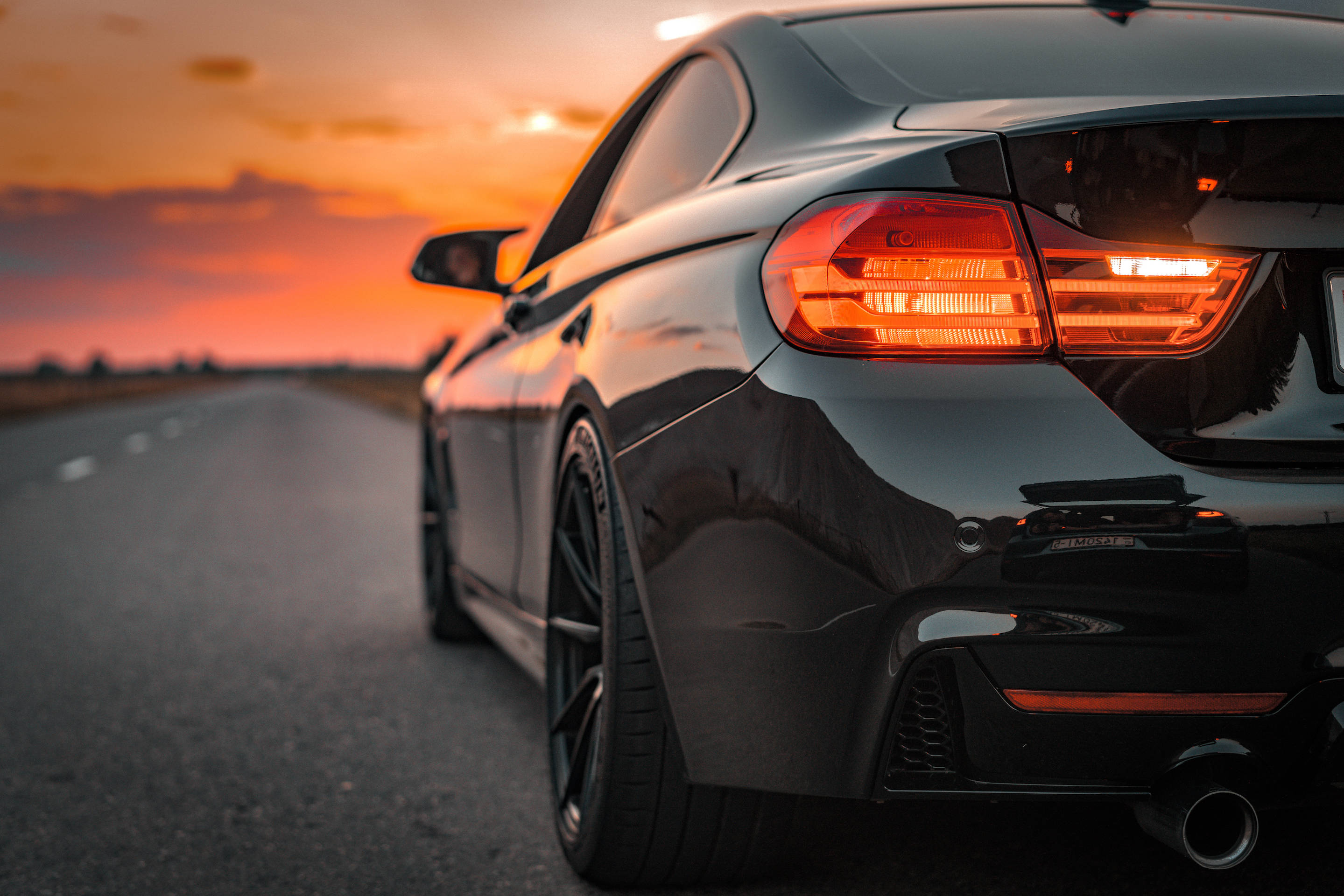 BMW M, sunset, asphalt, 2K Desktop Wallpaper
