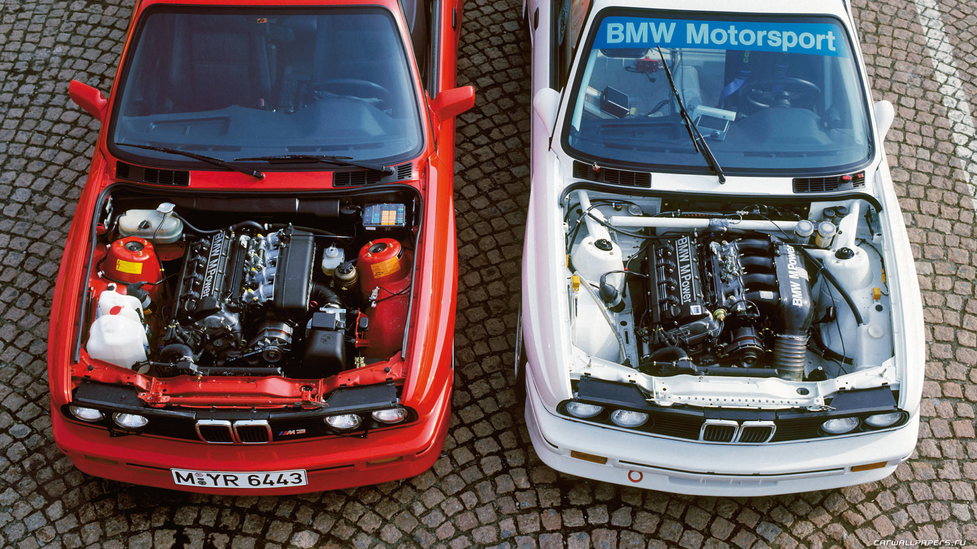 BMW M, hoods open, detailed engines, Full HD Desktop Wallpaper