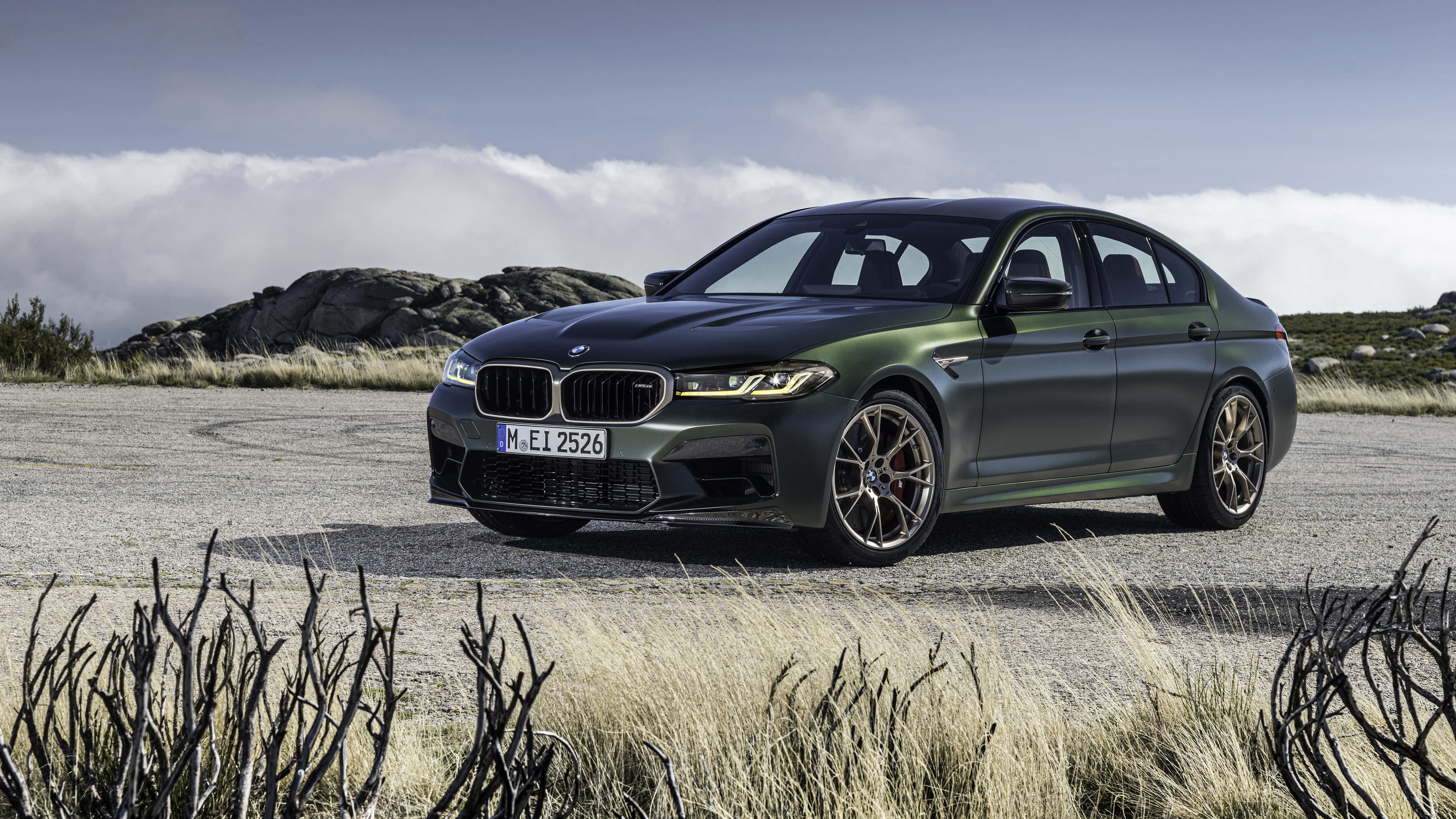 BMW M5, matte green, sports sedan, 5K Desktop Wallpaper