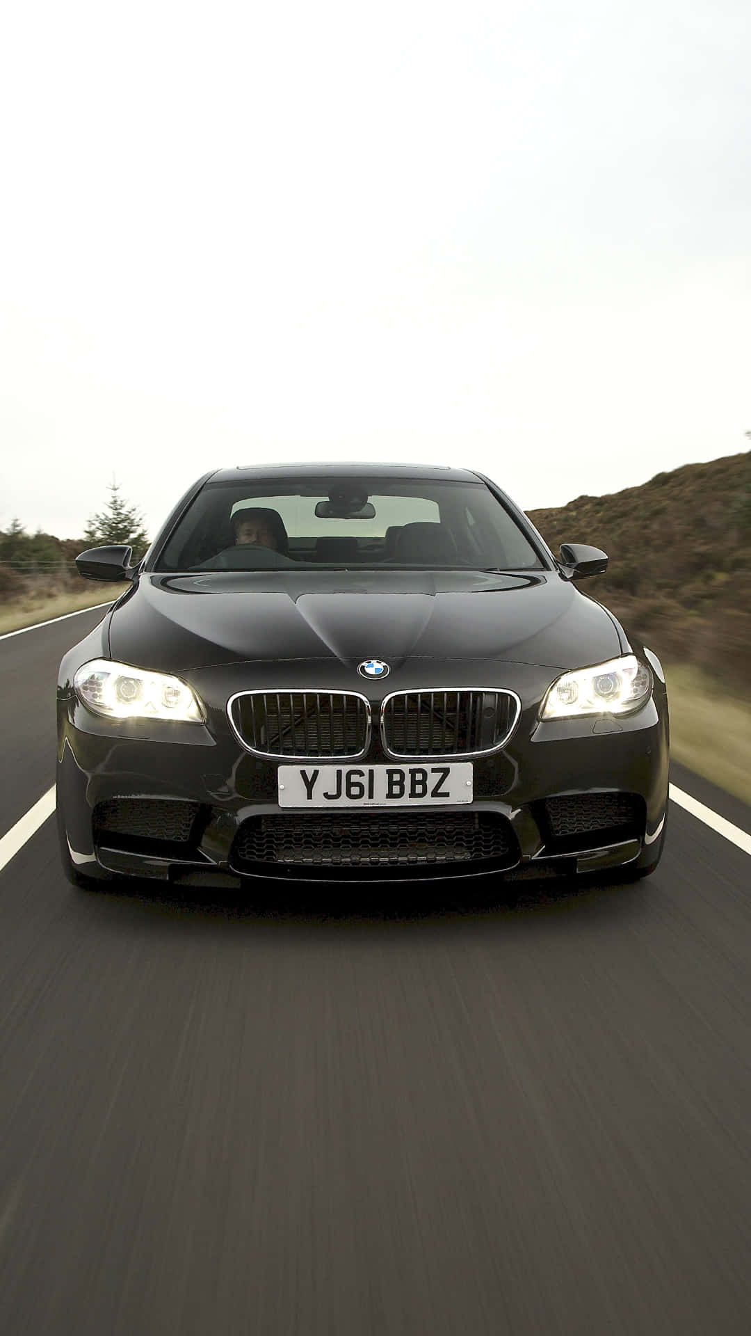 BMW M5, black, winding road, Full HD Phone Wallpaper
