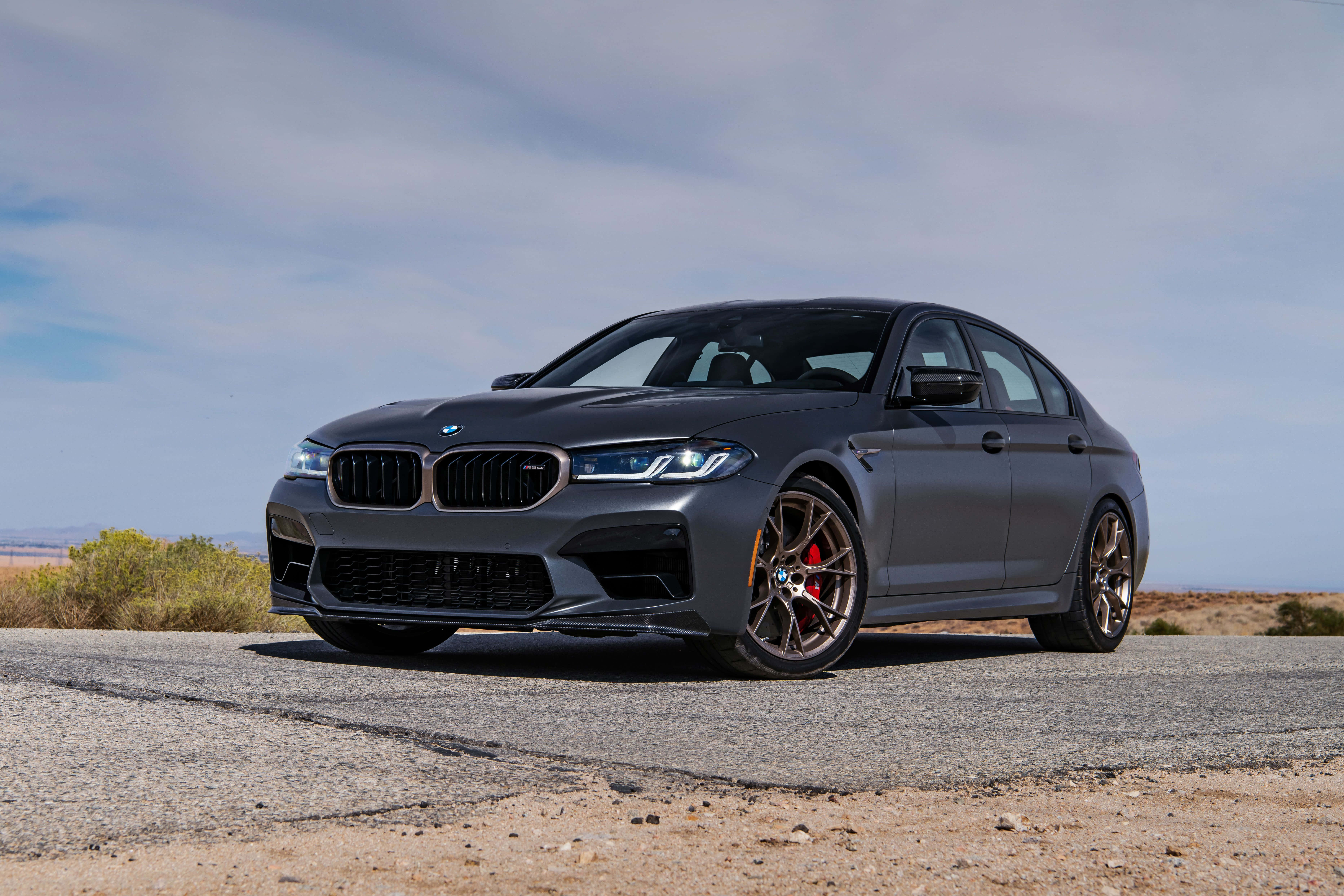 BMW M5, matte gray, bronze wheels, 5K Desktop Wallpaper
