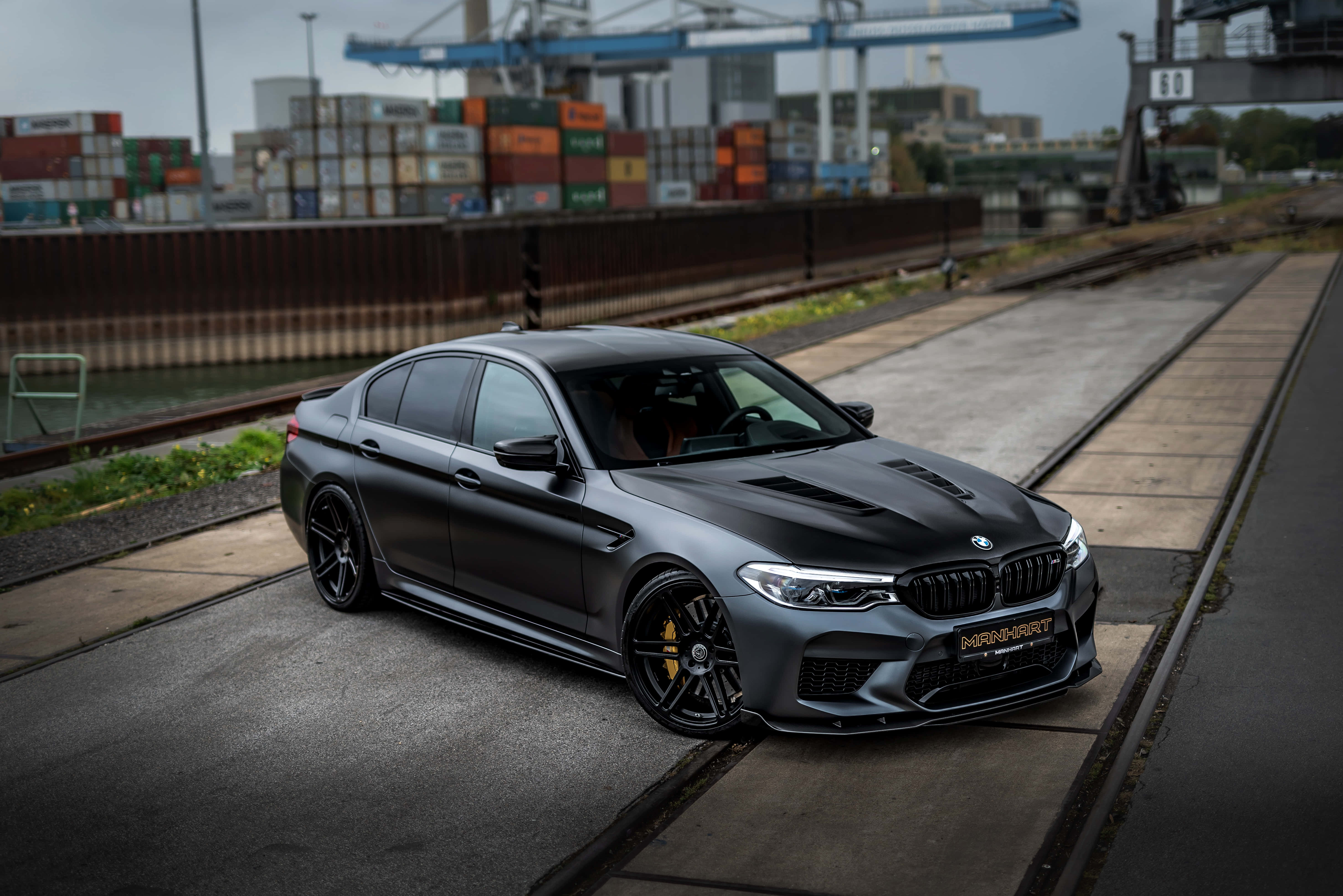 BMW M5, matte black, sports car, 5K Desktop Wallpaper