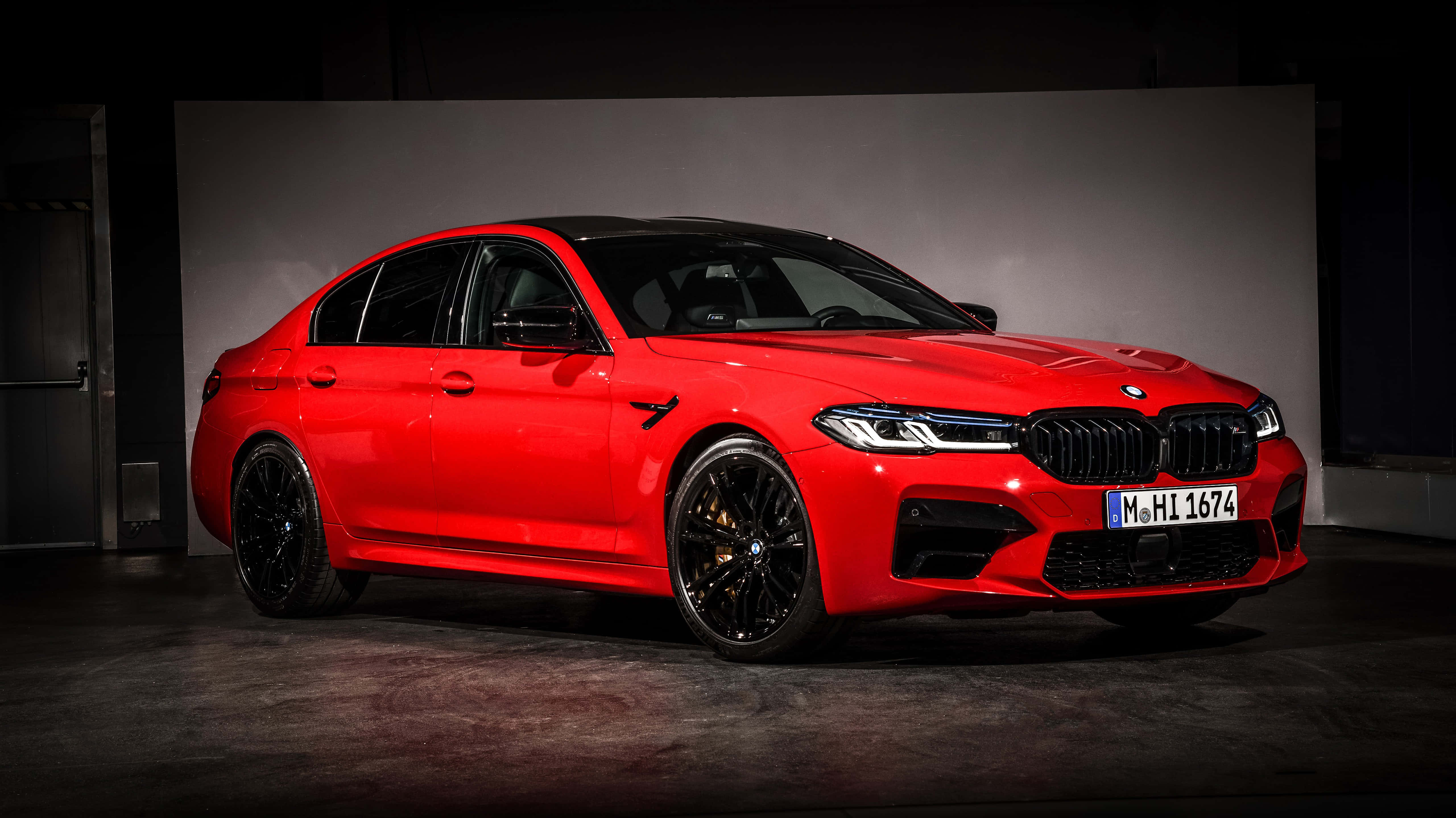 BMW M5, red, black accents, 5K Desktop Wallpaper